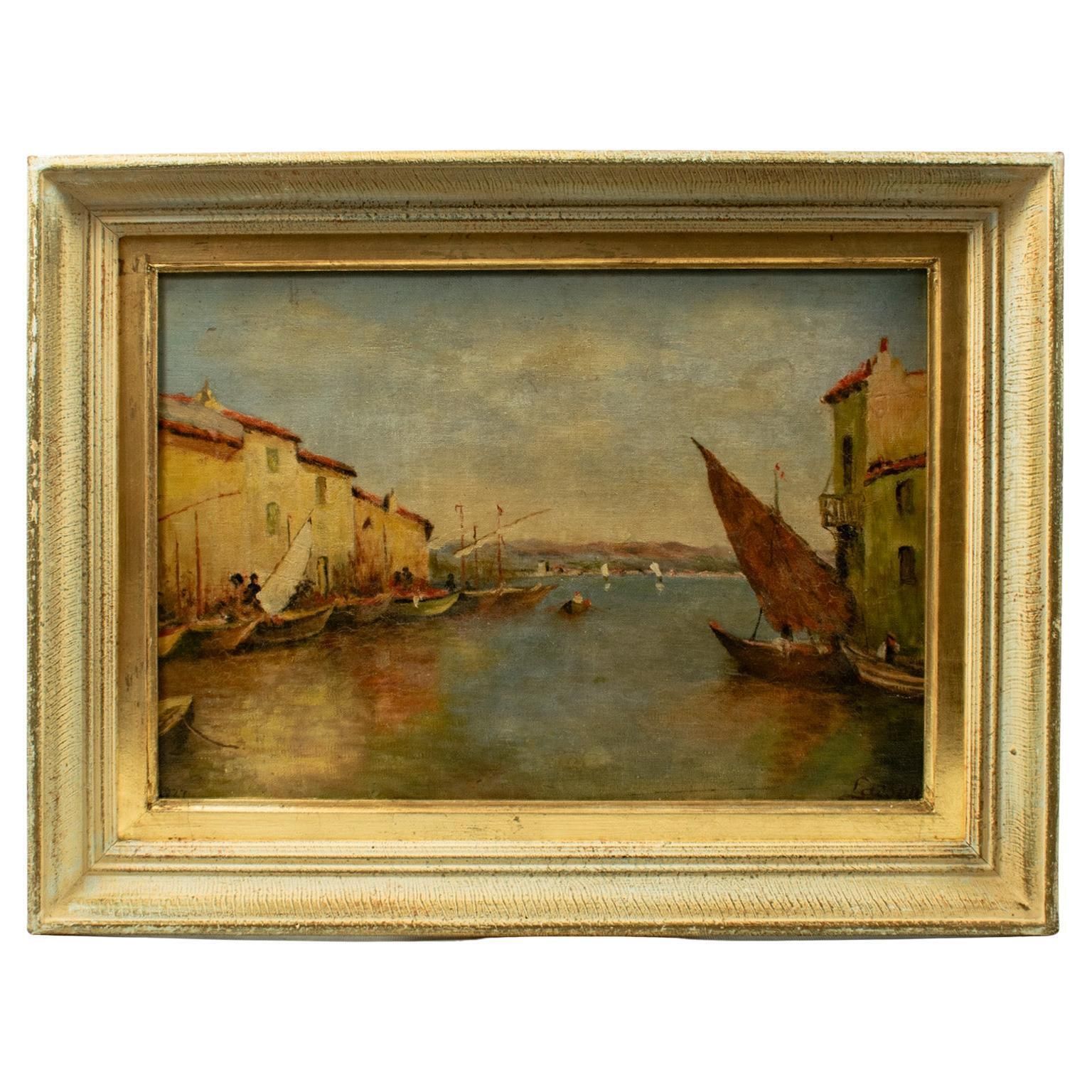 Port vénitien par Lasson, huile sur toile signée, fin du XIXe siècle