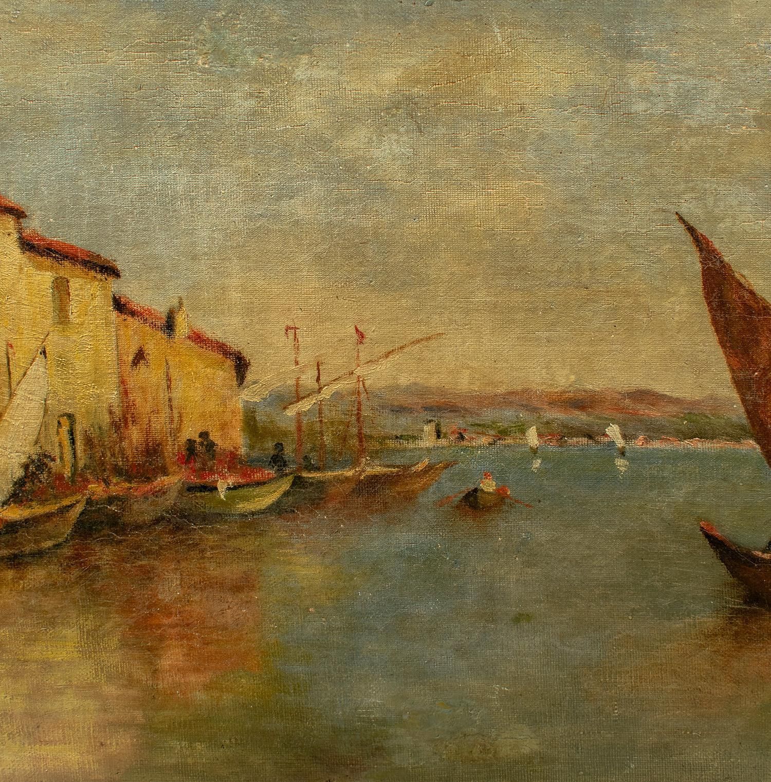 Port vénitien par Lasson, huile sur toile signée, fin du XIXe siècle photo 904.0