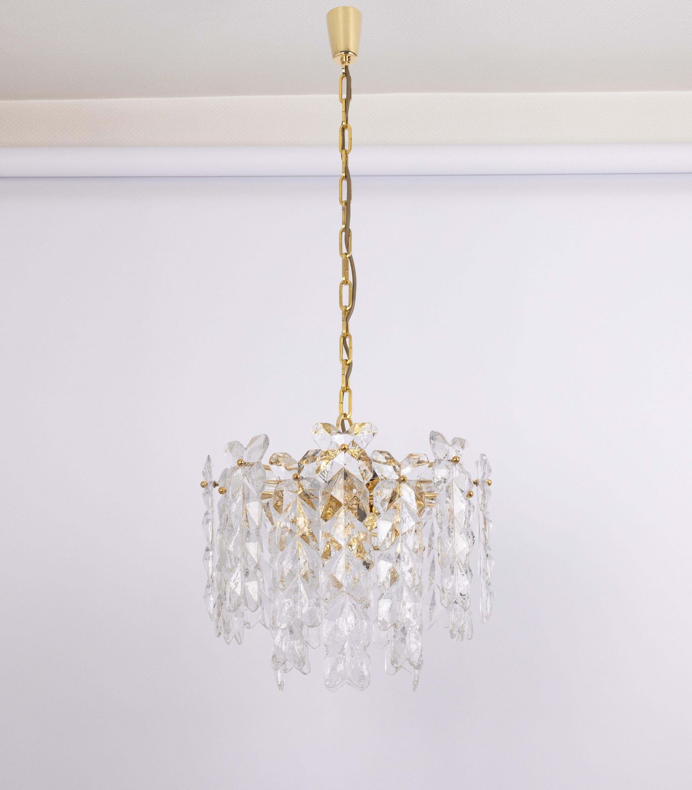 Large Gilt Brass, Crystal Glass Chandelier Palma, Kalmar, Austria, 1970s photo furniture