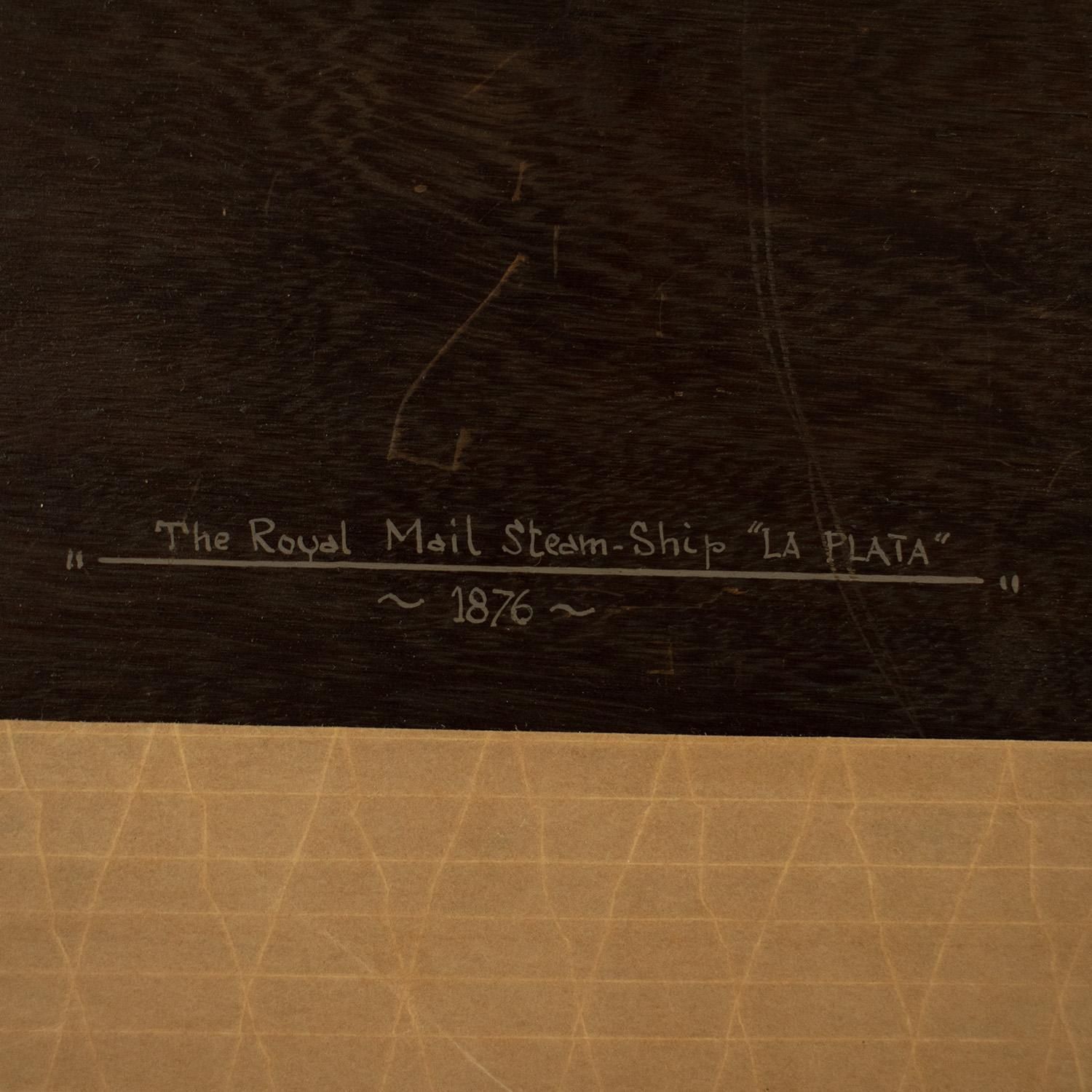 19th Century Oil On Panel Of The Rmspc Steam Ship La Plata. Dated 1876 photo 338.0