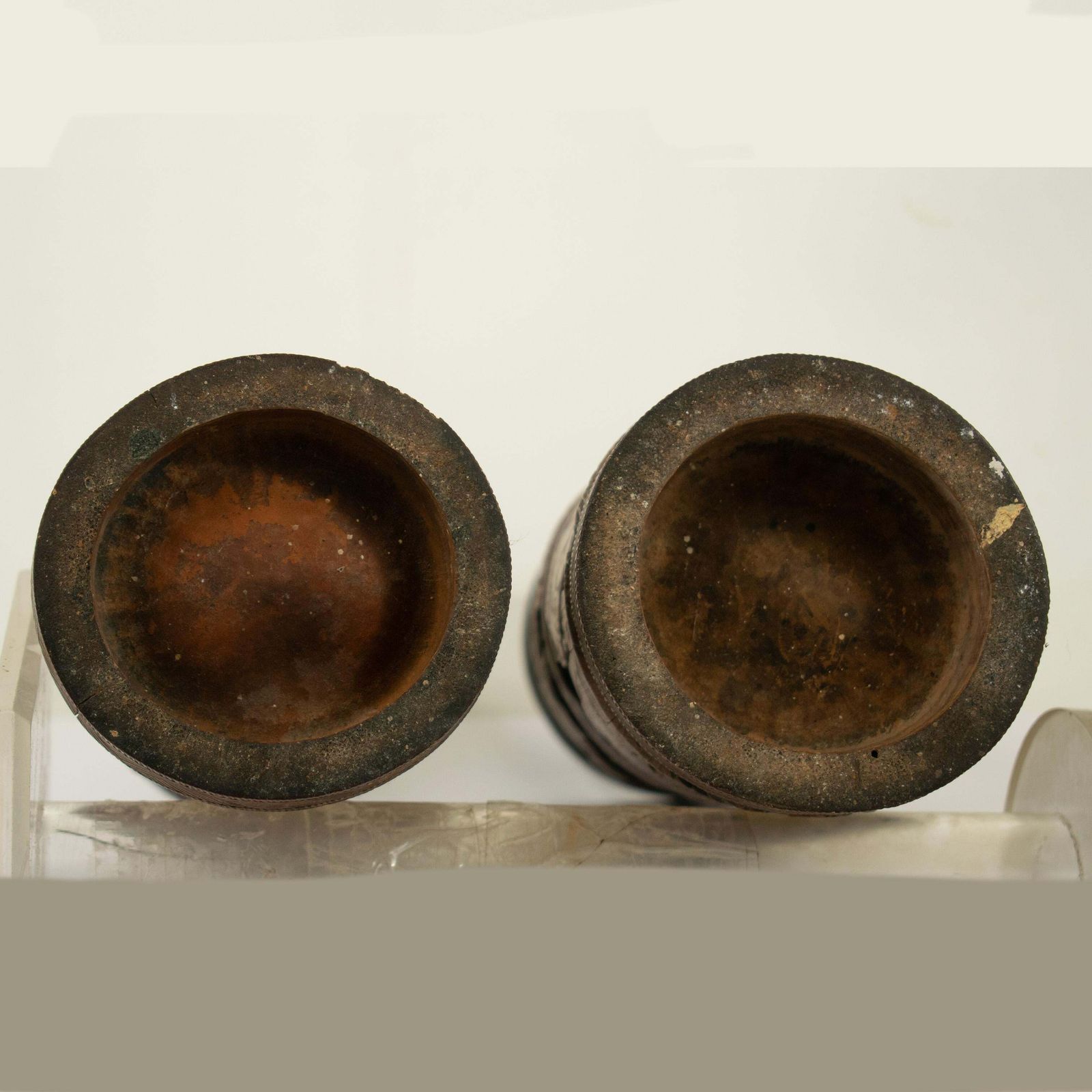 Pair Of Chinese Bamboo Brush Pots photo vintage