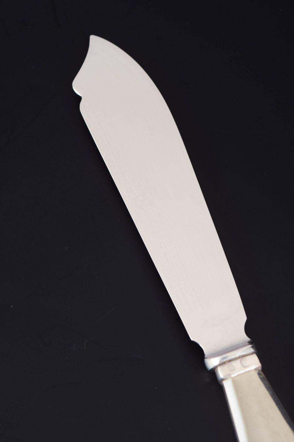 Couteau à gâteau Georg Jensen en argent et acier inoxydable, motif Viking - pièce rare photo furniture