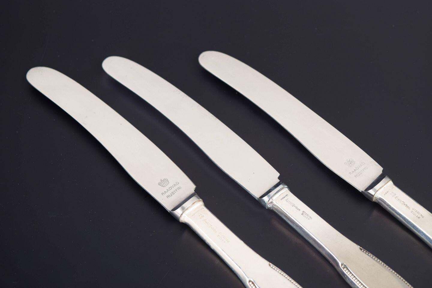 Evald Nielsen. Set Of Three Lunch Knives In Sterling Silver And Stainless Steel. photo furniture