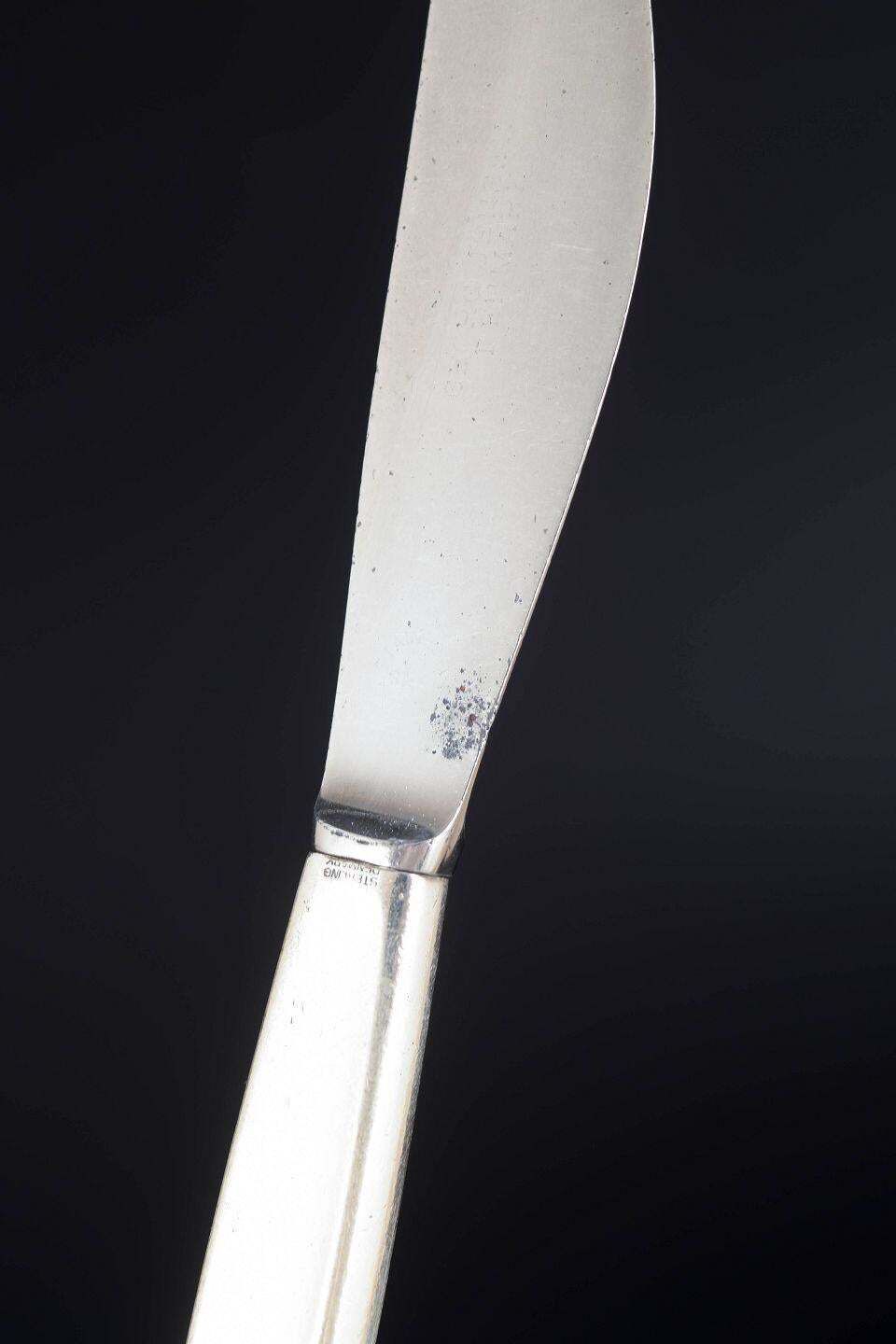 Georg Jensen. Six couteaux de table « Cypress » en argent sterling et acier inoxydable. photo Décoration