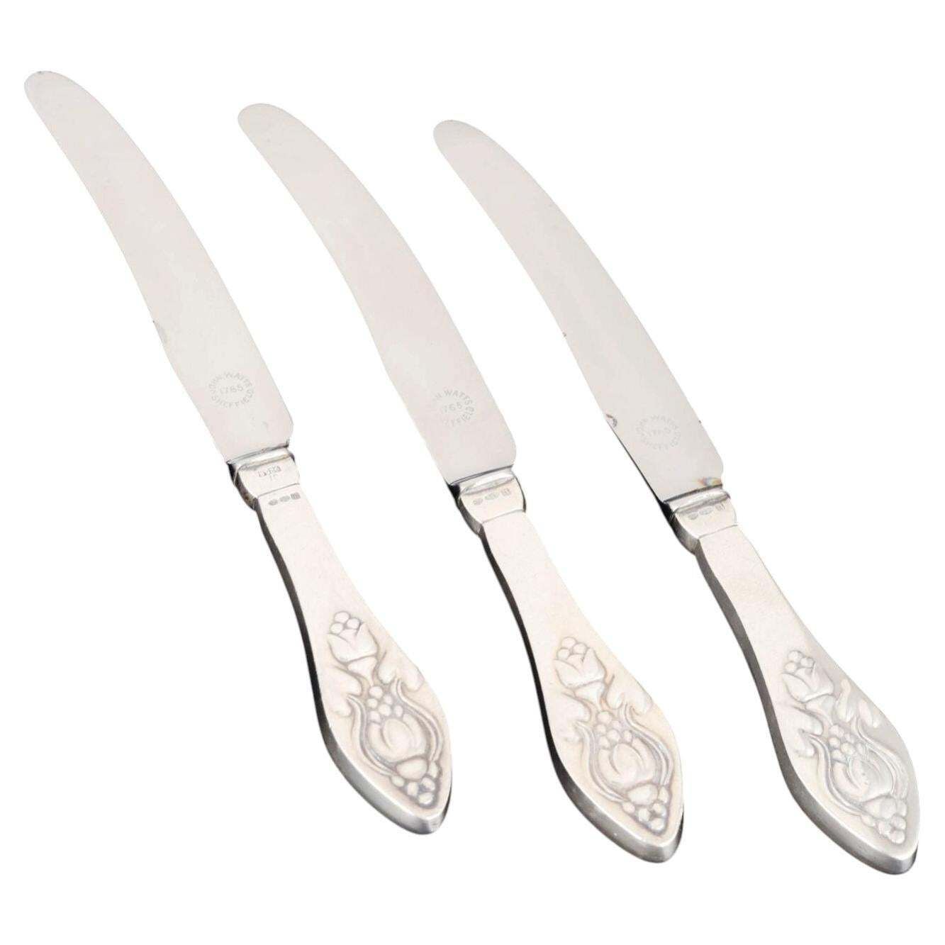 Georg Jensen. Three Fruit Knives In Sterling Silver. "Fuchsia" Pattern.