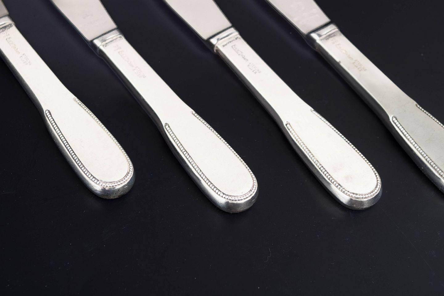 Evald Nielsen. Set van vier lunchmessen in sterling zilver en roestvrij staal photo for sale