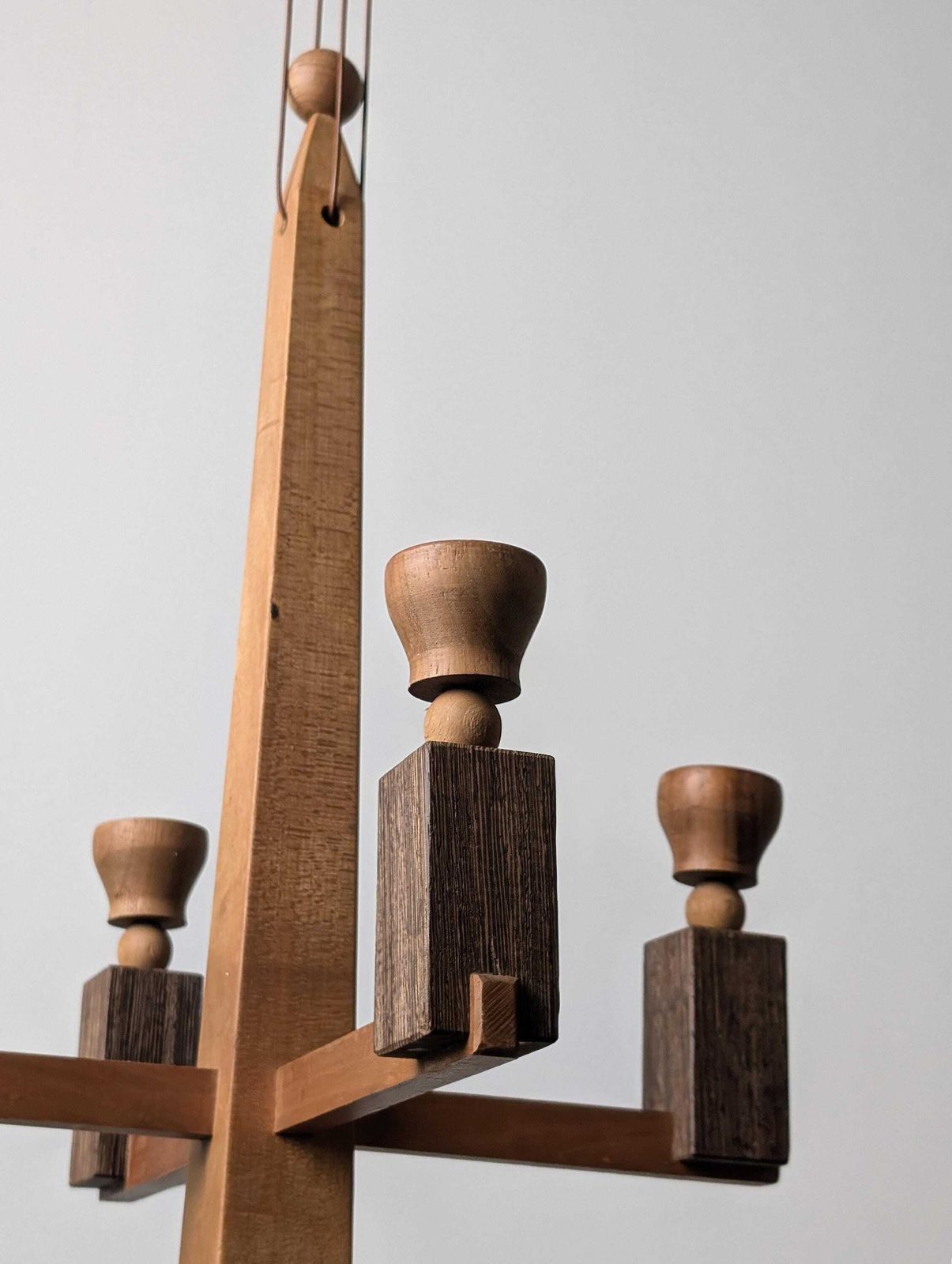 photo buy Danish Art Deco Style Wooden Candle Chandelier, 1970s