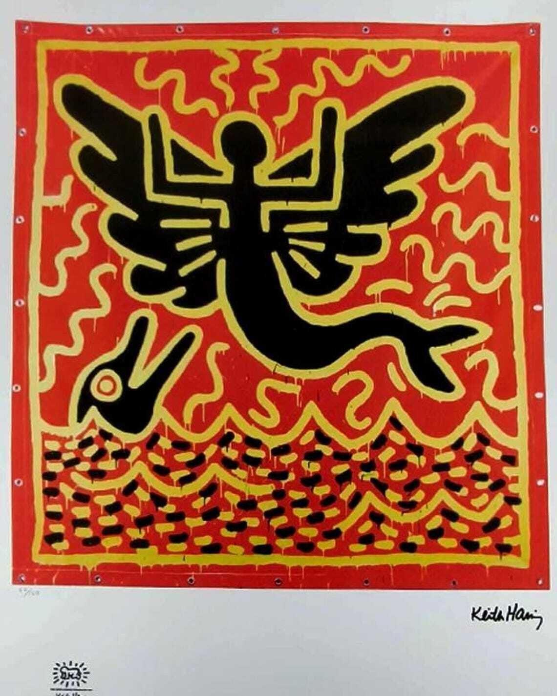 Keith Haring, gelimiteerde editie lithografie uit de jaren 1990, genummerd in potlood. photo furniture