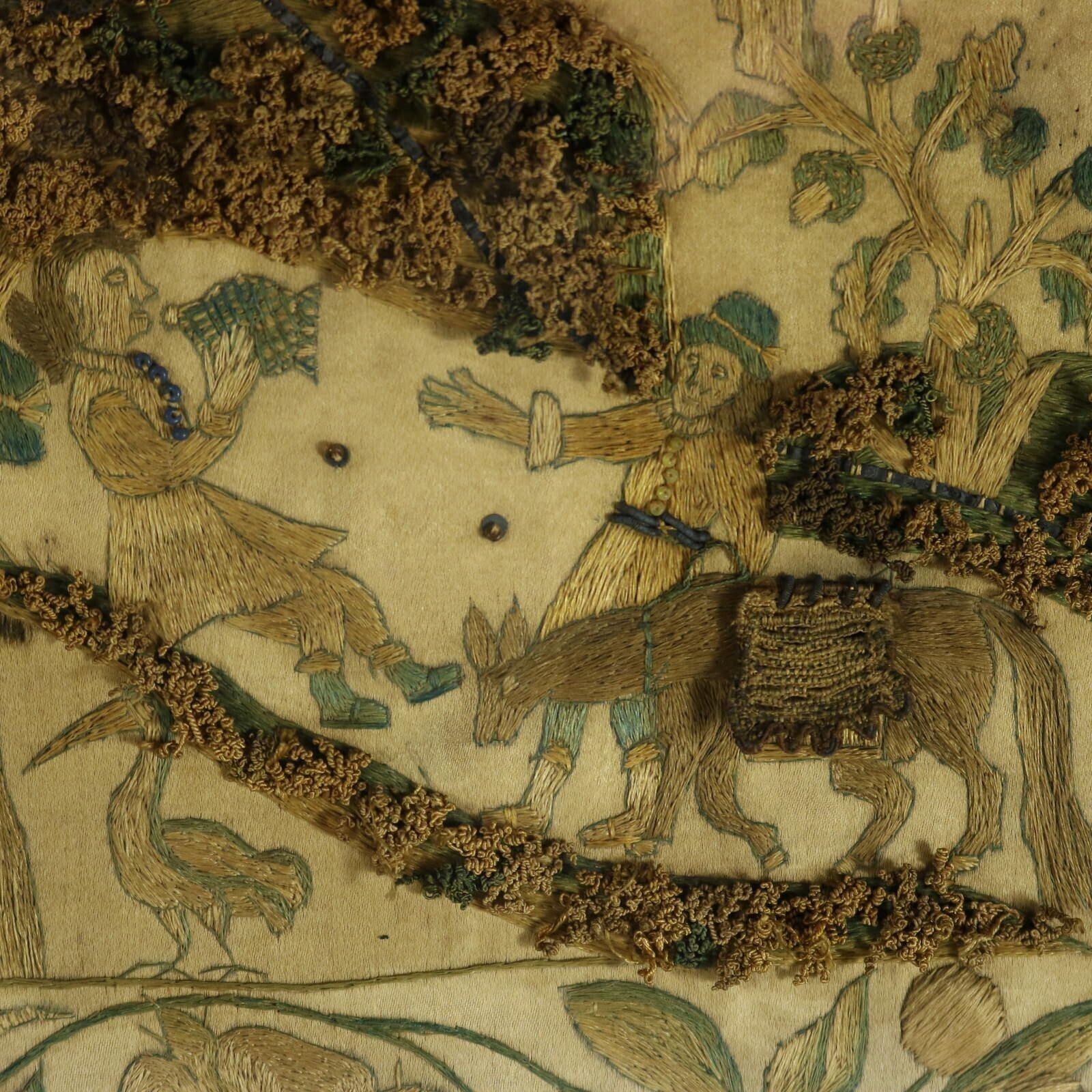 photo vinterior 17th Century Stumpwork Picture Depicting The Binding Of Isaac