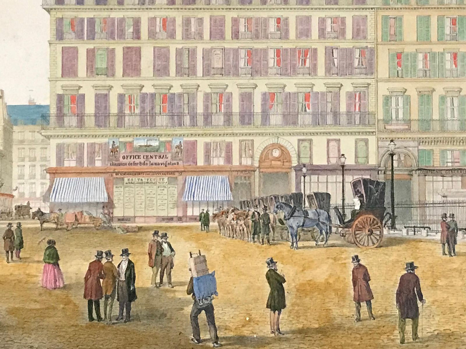 Pair Of Double Sided 19th Century European Watercolours – Paris, Venice photo vintage
