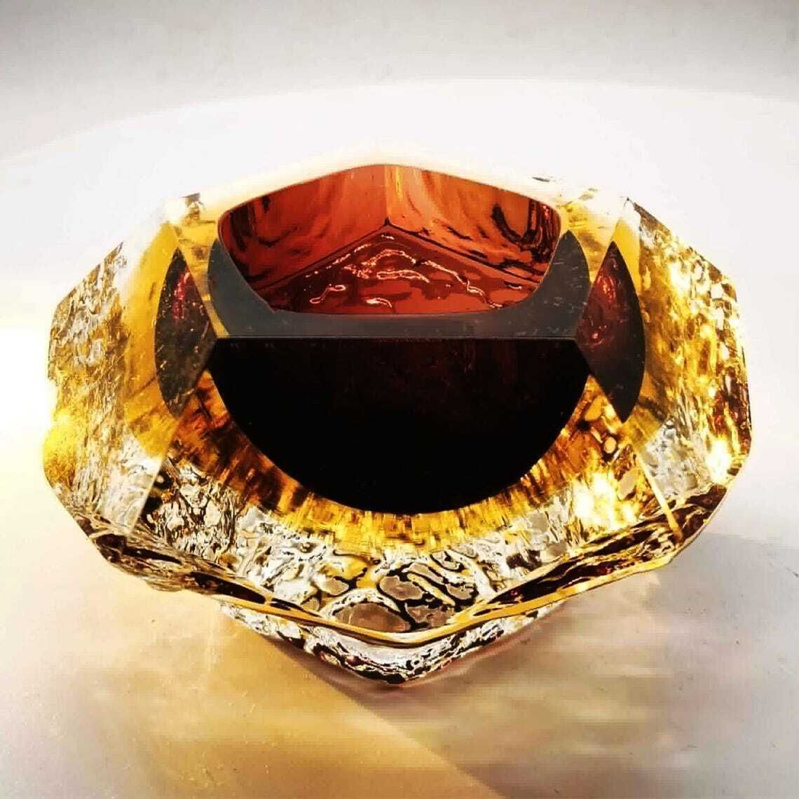 Cendrier ou vide-poche en verre de Murano, par Flavio Poli pour Seguso, années 1960, Italie. photo furniture