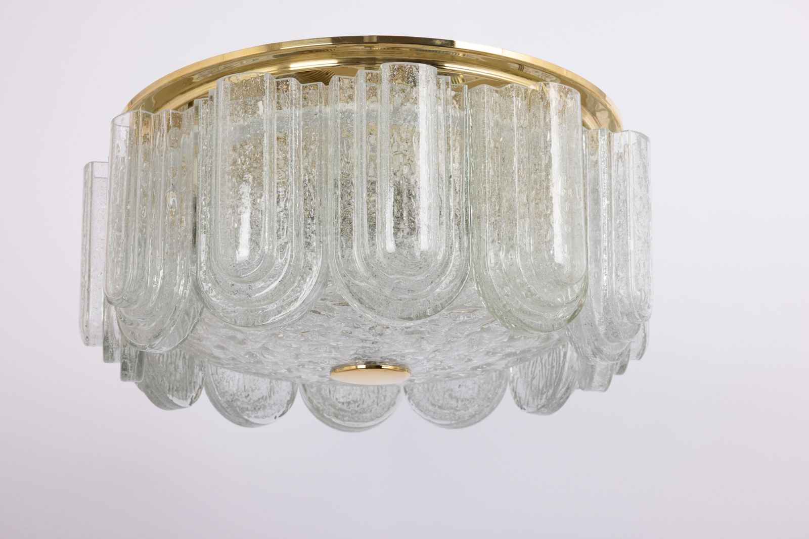 Stunning Large Murano Glass Tubes Flushmount Brass By Doria, Germany, 1960s photo for sale