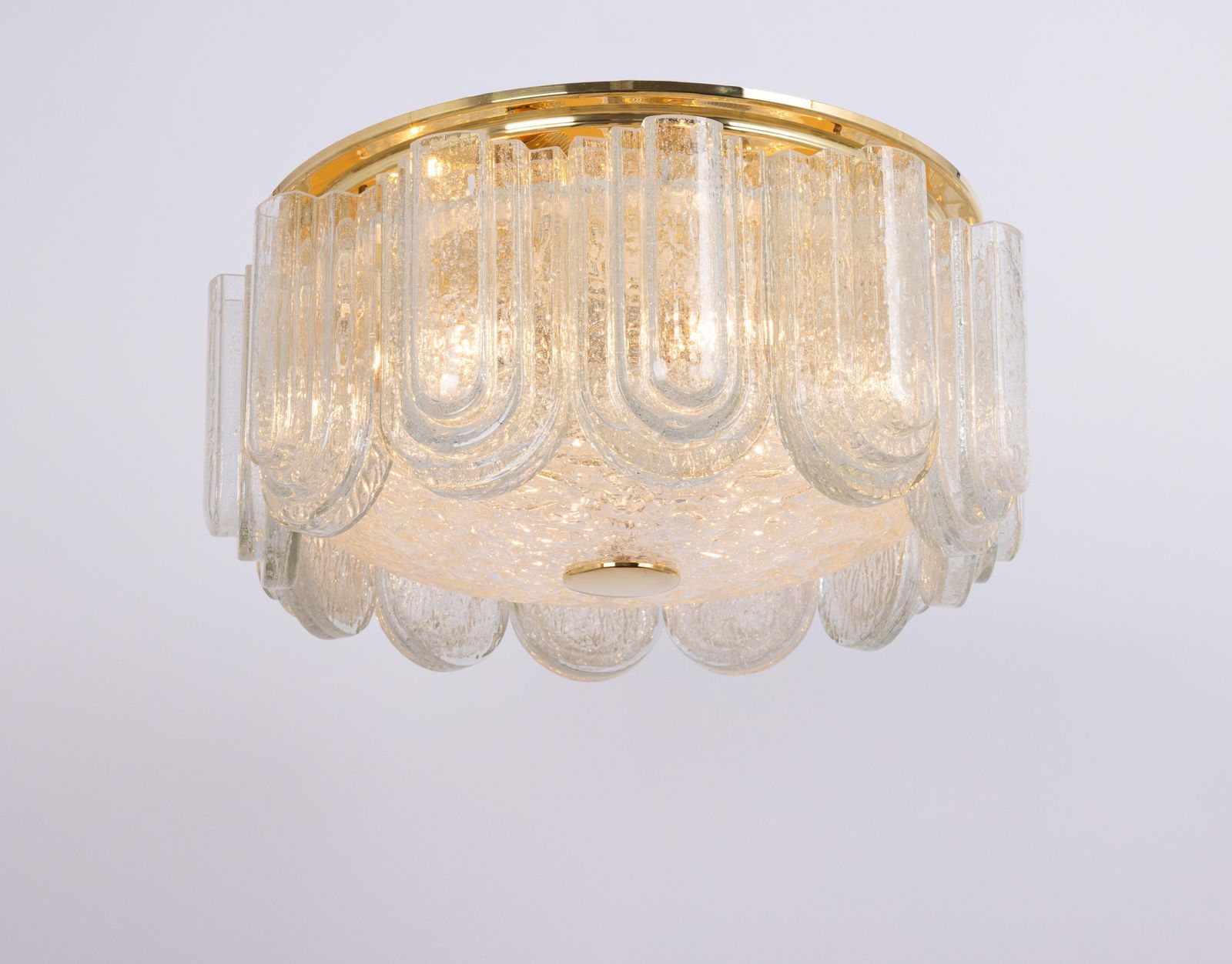 Stunning Large Murano Glass Tubes Flushmount Brass By Doria, Germany, 1960s photo vinterior