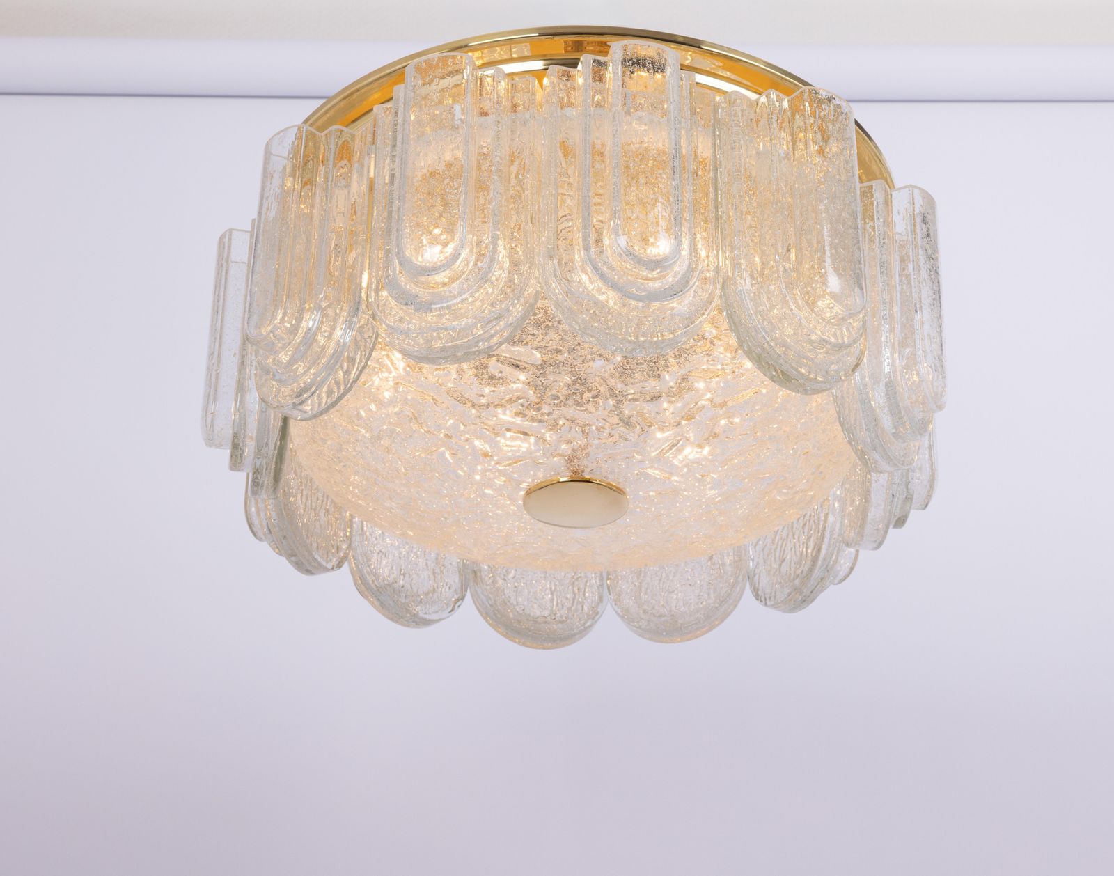 Grote Murano glazen buizen plafondlamp met messing, Doria, Duitsland, jaren 1960 photo buy