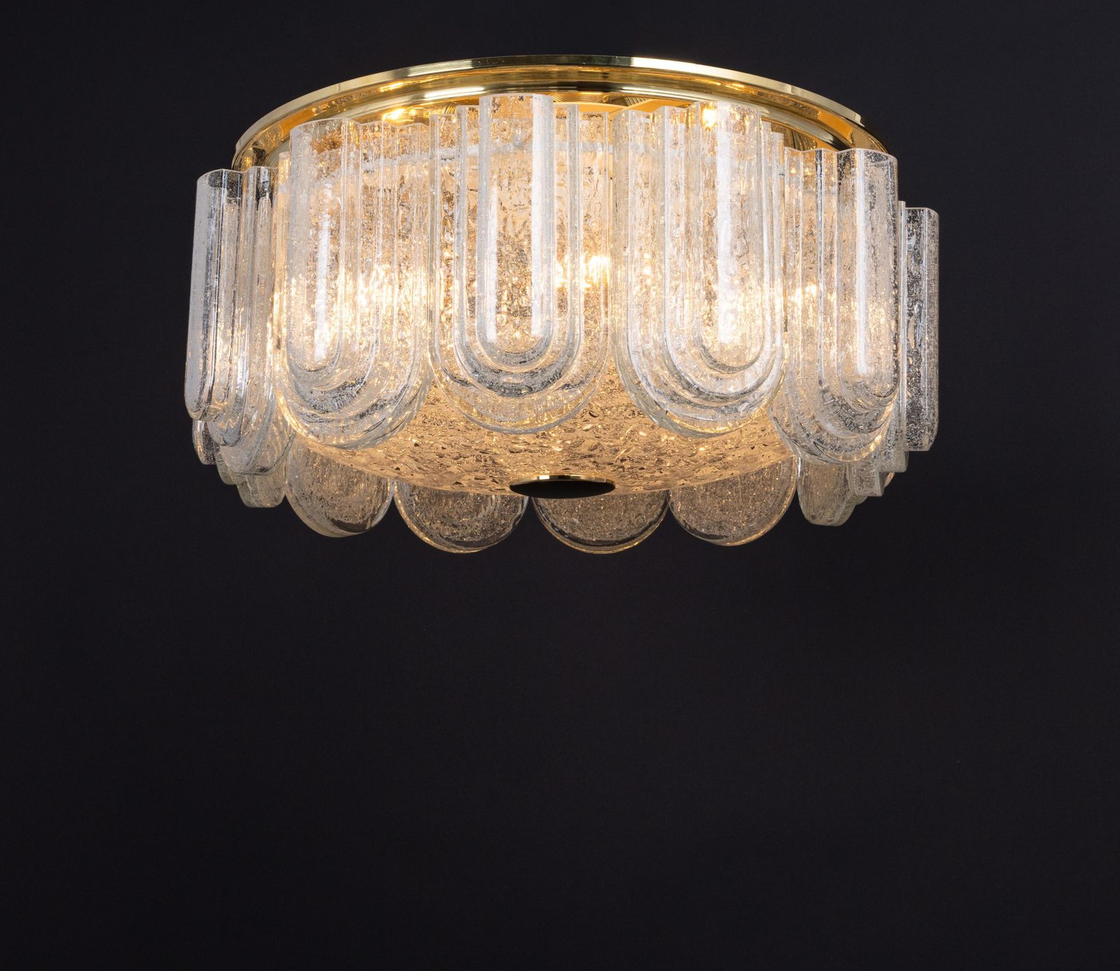 photo vinterior Grote Murano glazen buizen plafondlamp met messing, Doria, Duitsland, jaren 1960