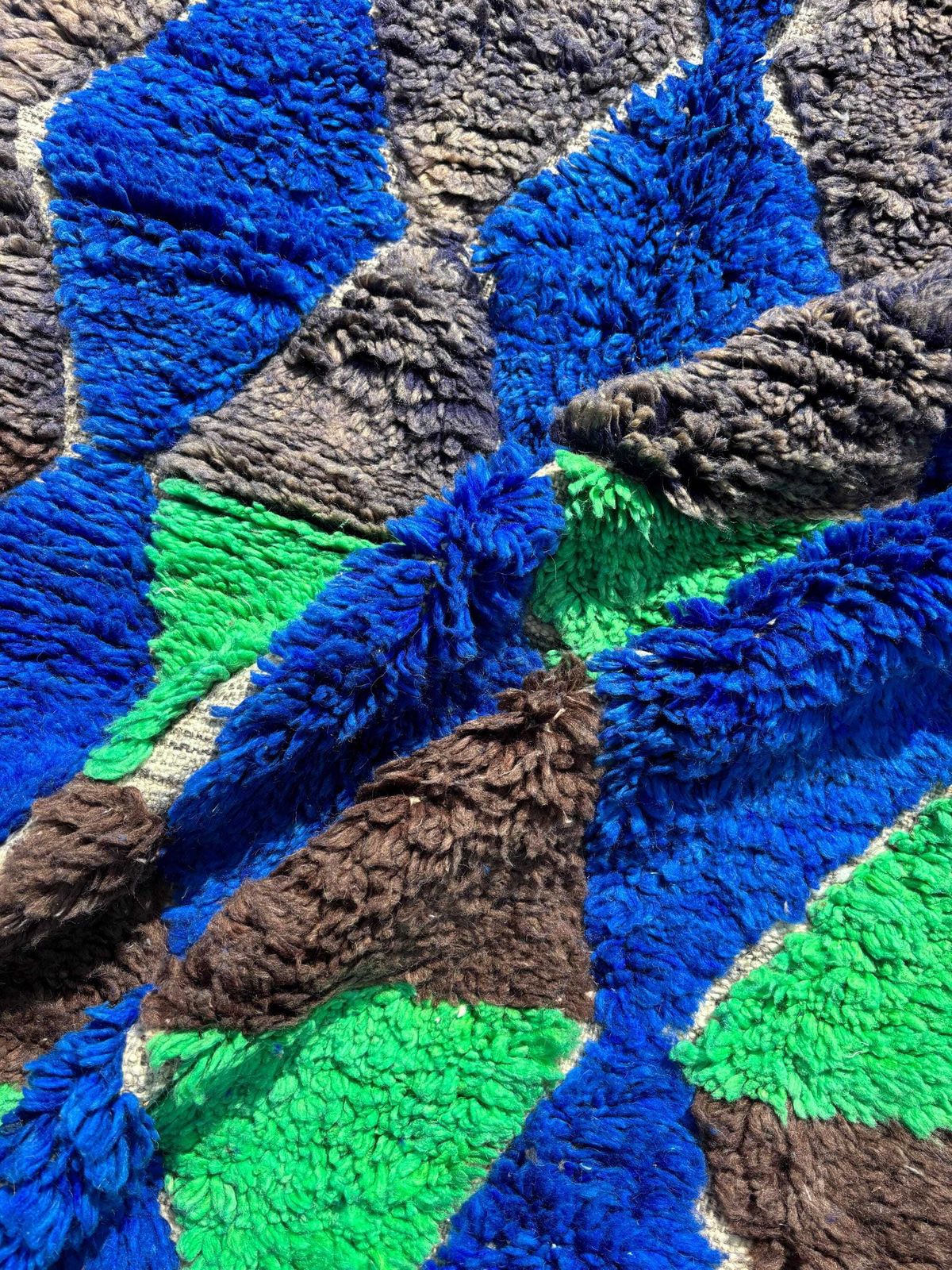 Marokkaans modern wollen vloerkleed 150x250 cm – Handgemaakt wollen Berber-kleed – Blauw geometrisch kleed – Modern Marokkaans tapijt – Luxe Berber-vloerkleed photo 761.0