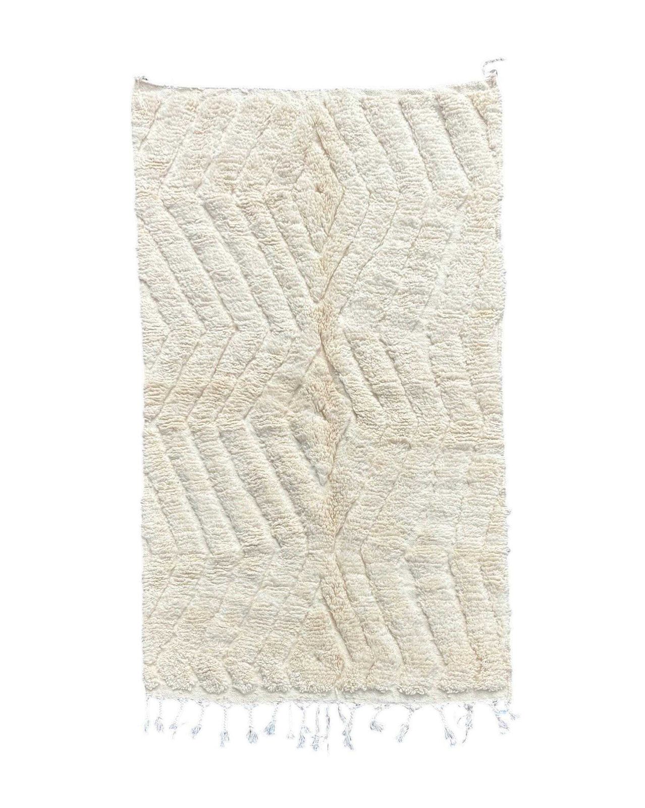 Tapis marocain Mrirt 150x250 cm - Tapis berbère fait main - Tapis en laine écrue de luxe - Tapis marocain minimaliste photo furniture