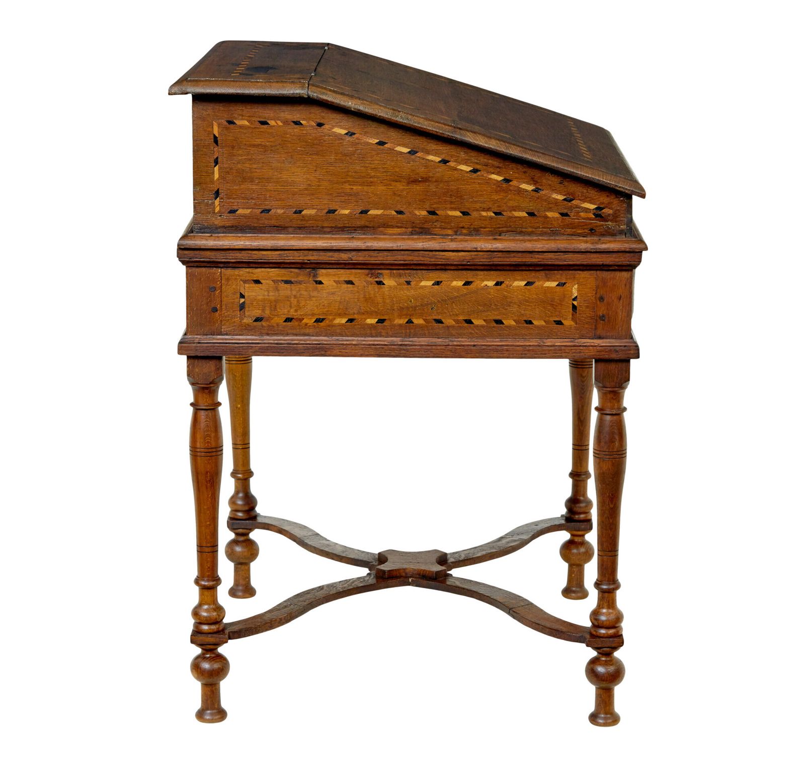 Vroeg-19e-eeuwse Nederlandse ingelegde eiken schrijfhelling photo furniture
