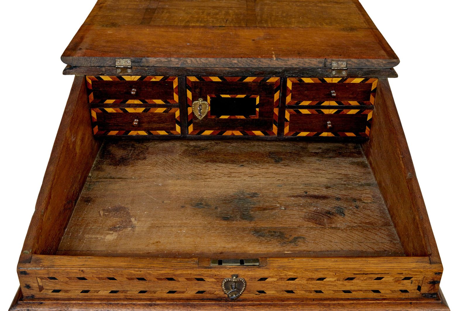 photo furniture Vroeg-19e-eeuwse Nederlandse ingelegde eiken schrijfhelling