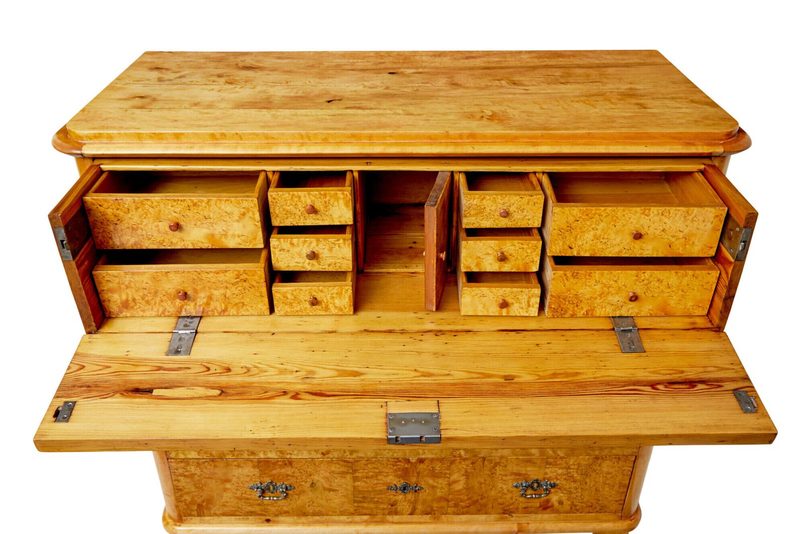 photo furniture Mid 19th Century Burr Birch Swedish Secretaire Chest Of Drawers