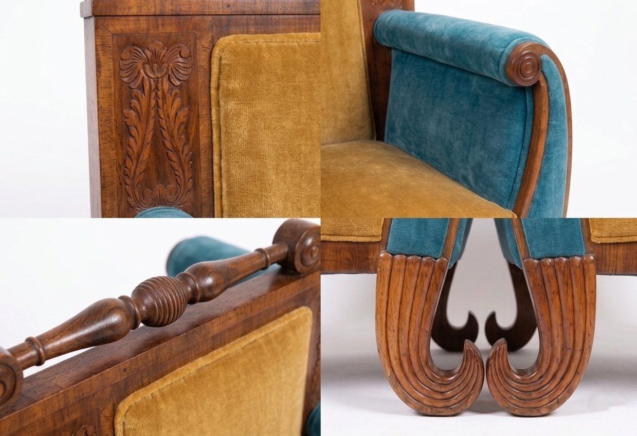 Biedermeier Fauteuils Met Fluwelen Bekleding, Set Van 2 photo for sale