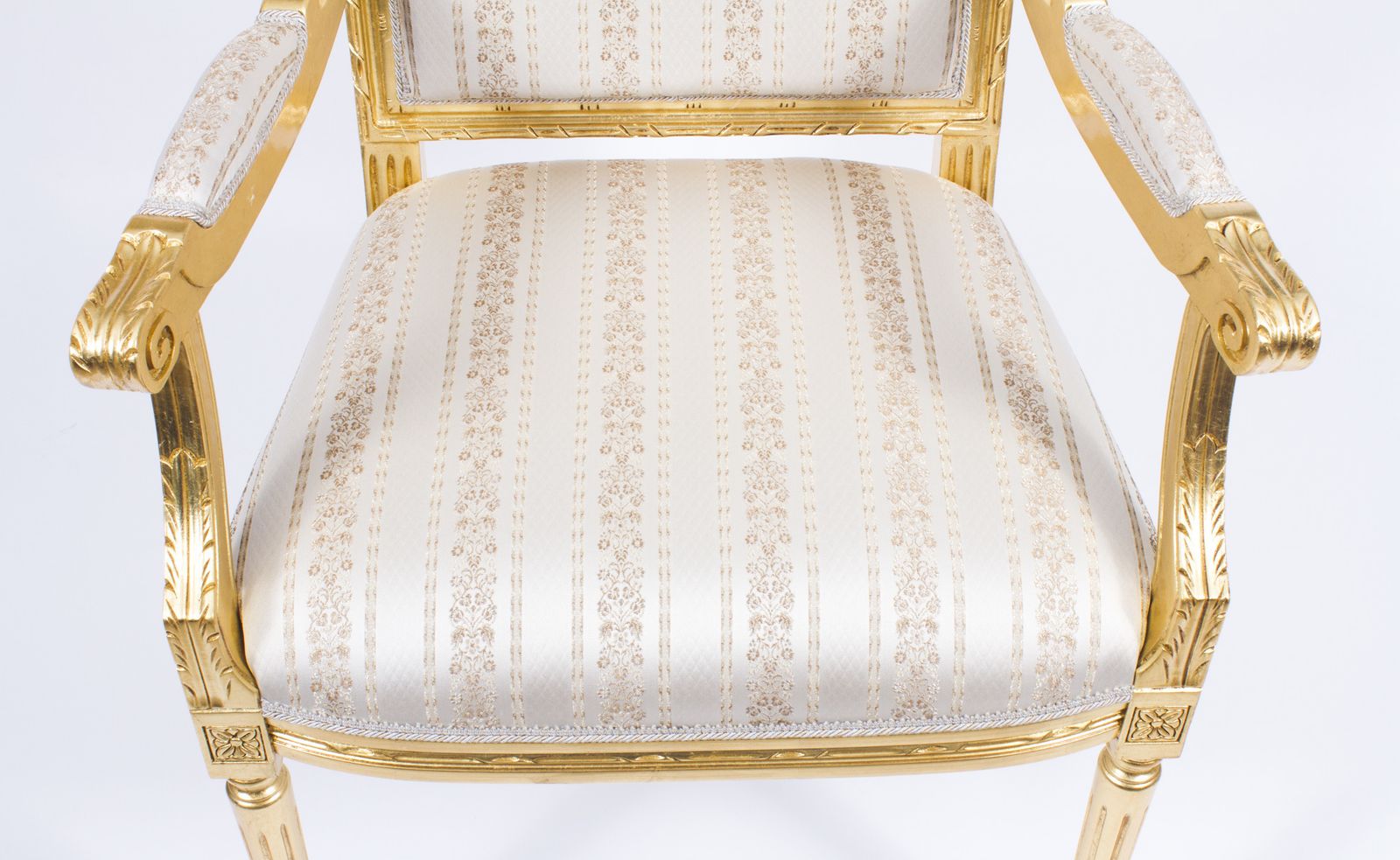 Pair Bespoke French Louis XVI Carved Giltwood Armchairs photo 1760.0