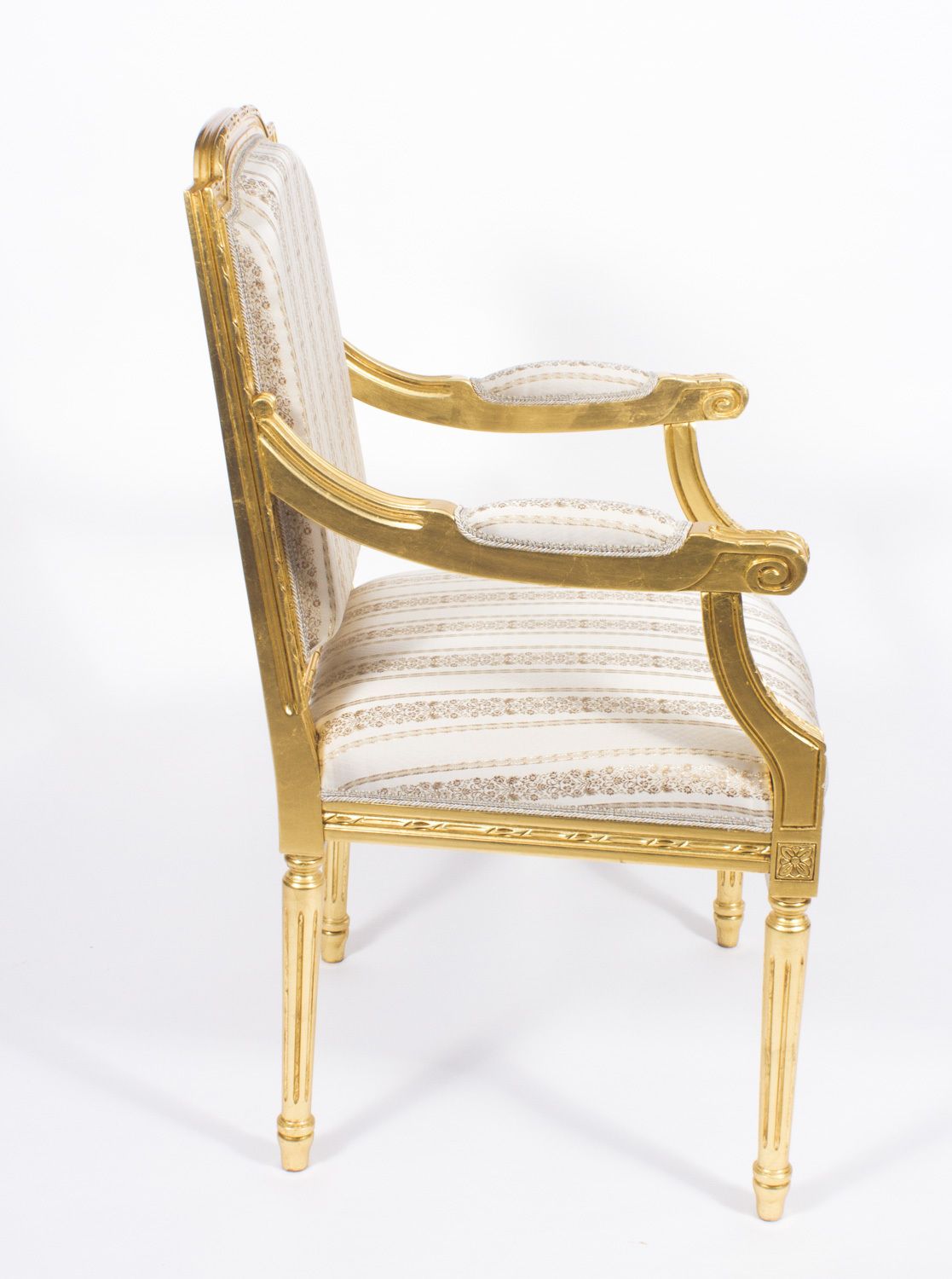 Furniture Pair Bespoke French Louis XVI Carved Giltwood Armchairs photo