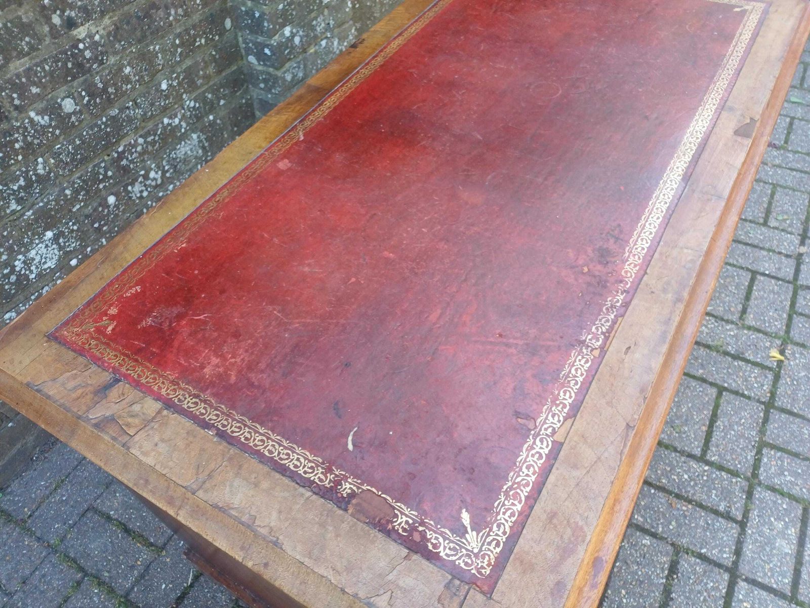Mature Victorian Walnut Pedestal Desk C1870 Antique Kneehole Writing Desk photo vintage