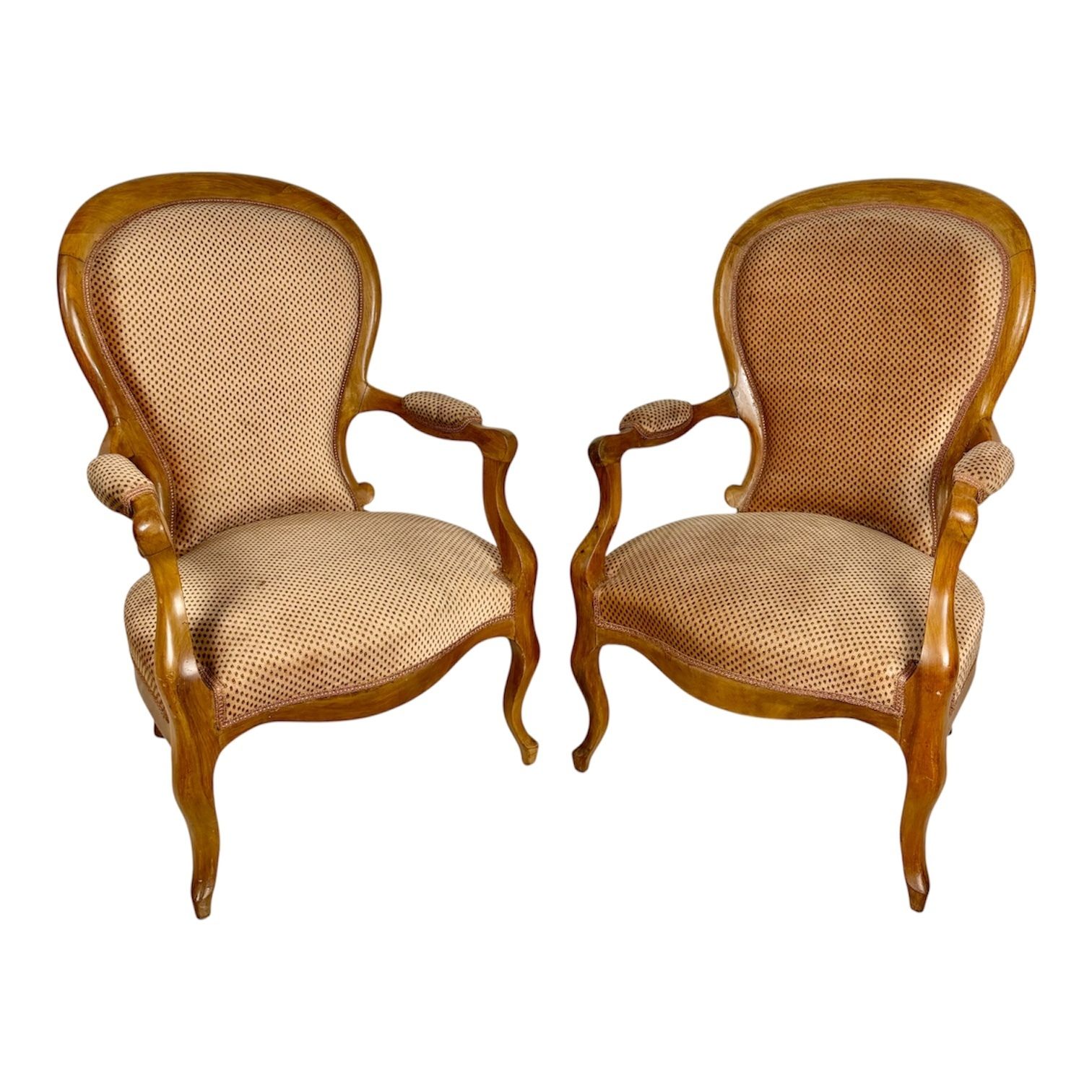Paar Franse fauteuils in Louis XV-stijl, midden 20e eeuw