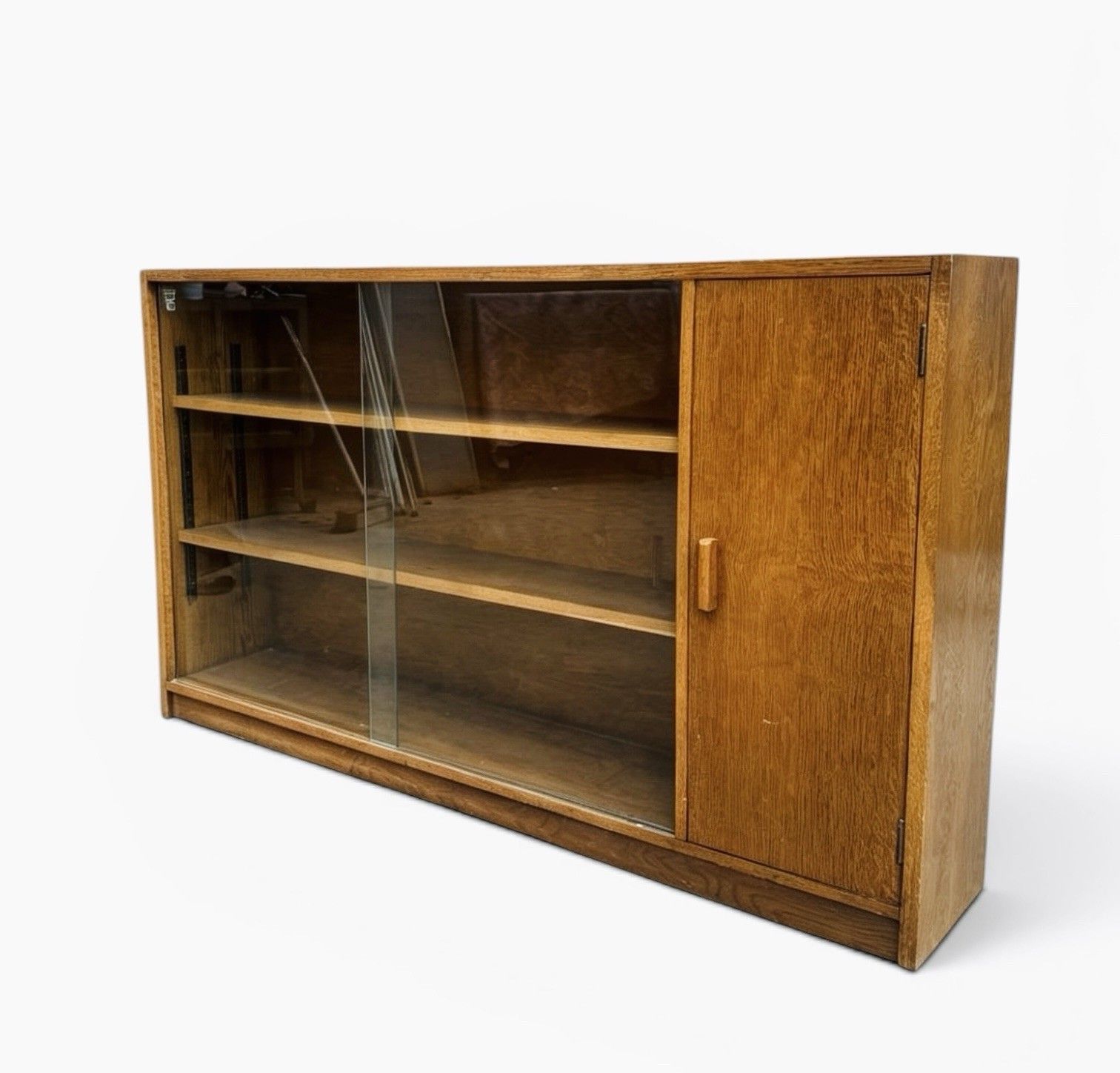 Furniture Antique Art Deco Solid Oak Phoenix Gallery Bookcase Cabinet C1930s Super Quality photo