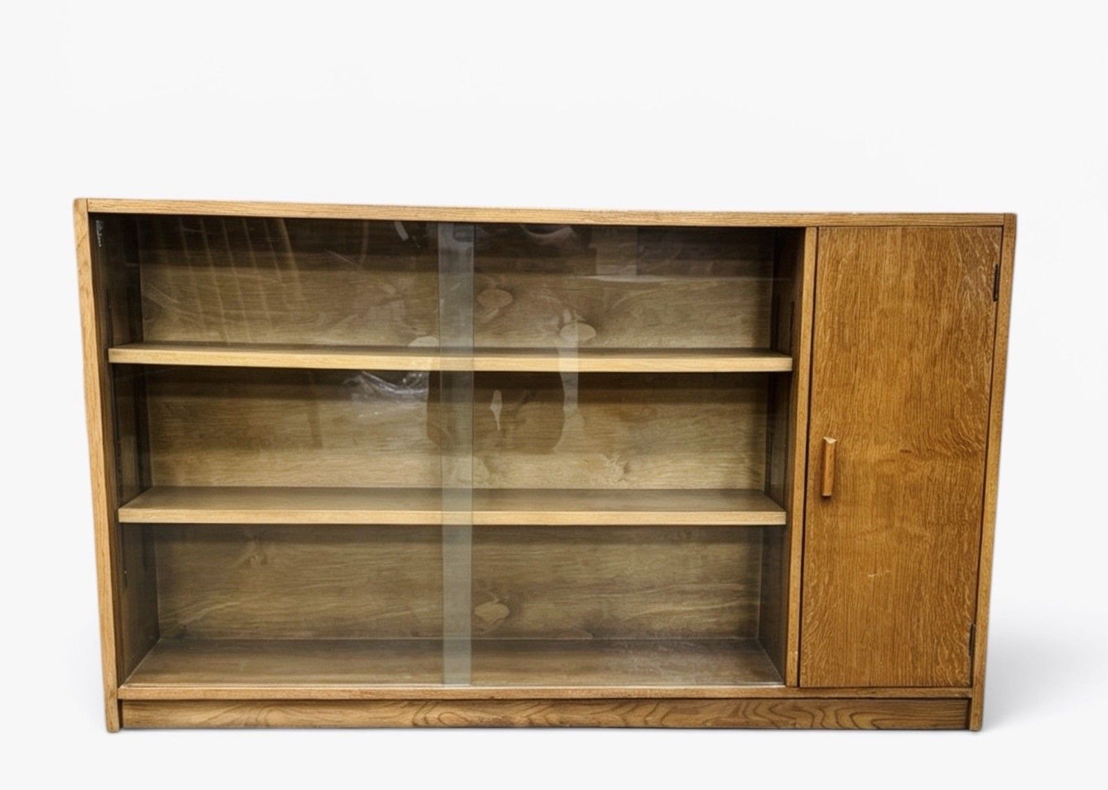 395.0 Antique Art Deco Solid Oak Phoenix Gallery Bookcase Cabinet C1930s Super Quality photo