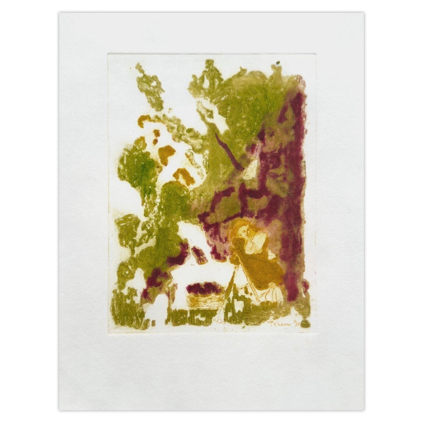 Monique Pehem (Breton Prouté) Signed Etching Après Midi D'automne 1990