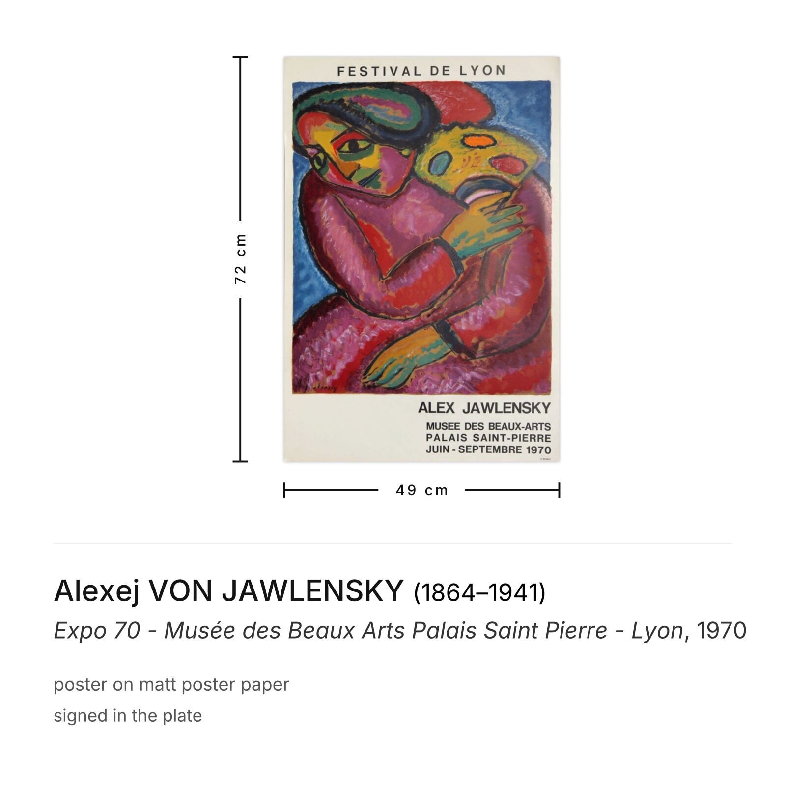 Alexej Von Jawlensky Poster Expo 70   Musée Des Beaux Arts Palais Saint Pierre   Lyon photo furniture