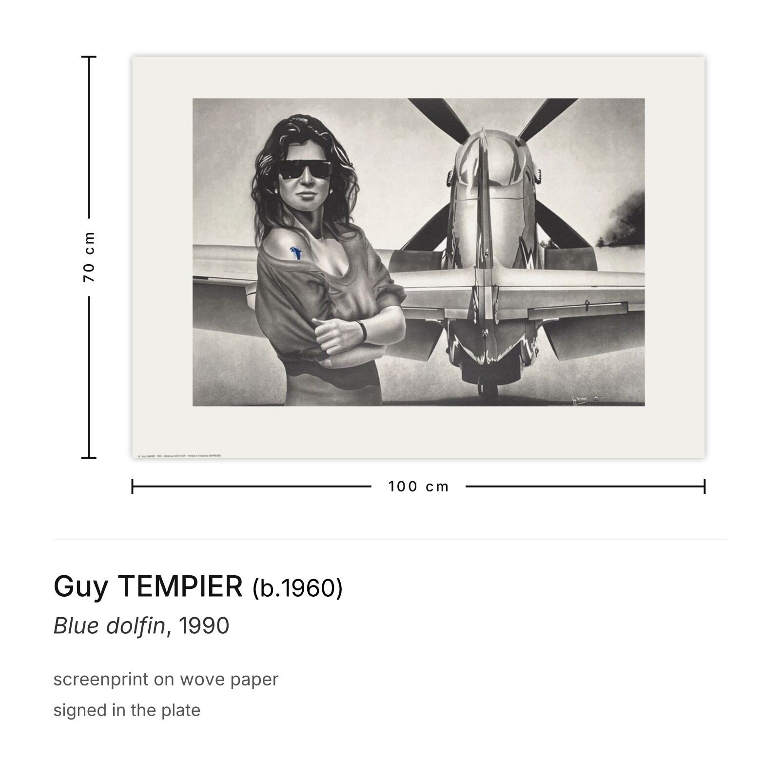Guy Tempier Screenprint Blue Dolfin 1990 photo furniture