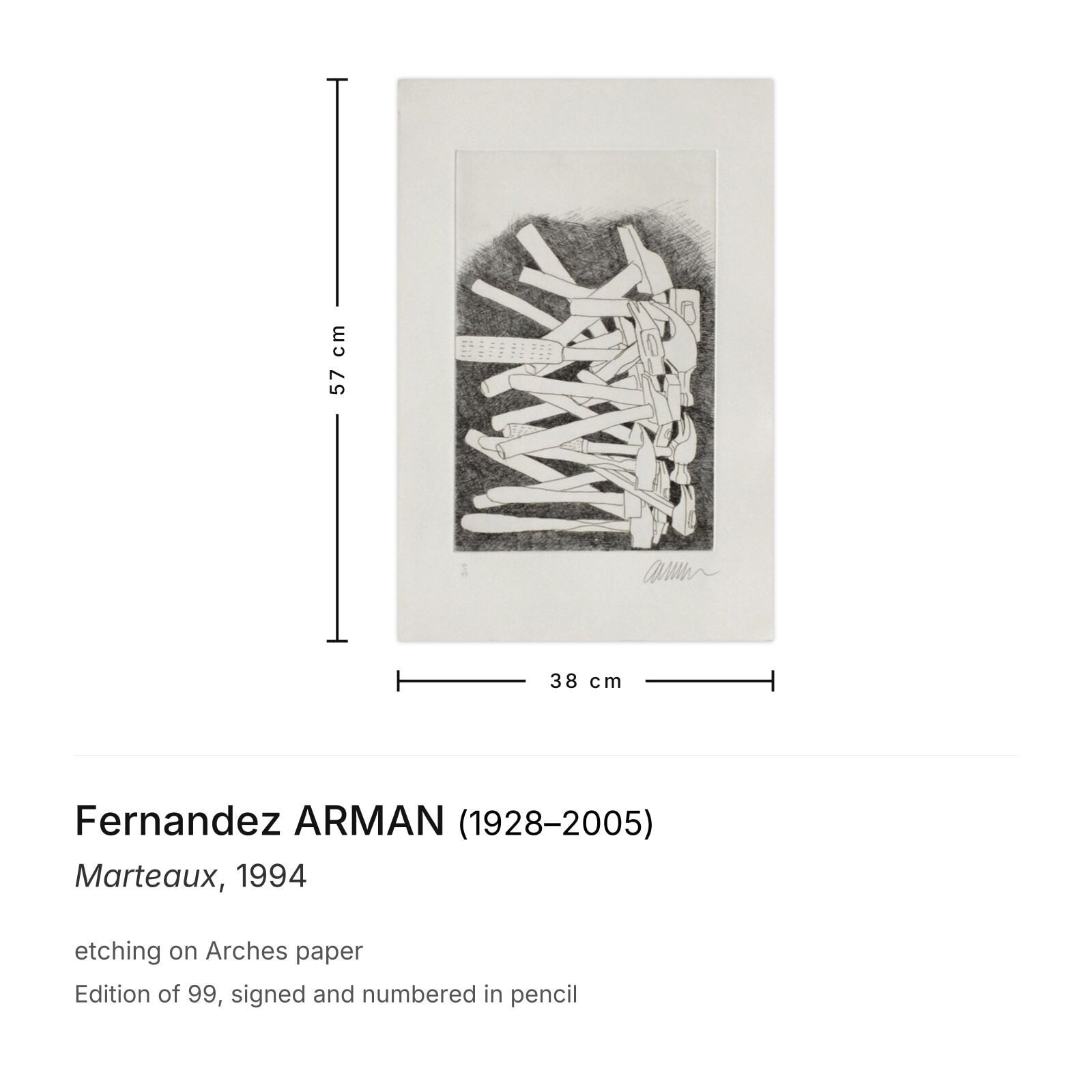 Fernandez Arman Gesigneerde Ets Marteaux 1994 photo furniture