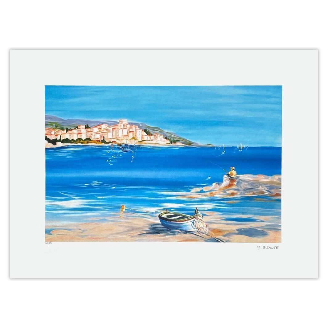 Anne Marie Briante Gesigneerde Lithografie Le Pêcheur 1990