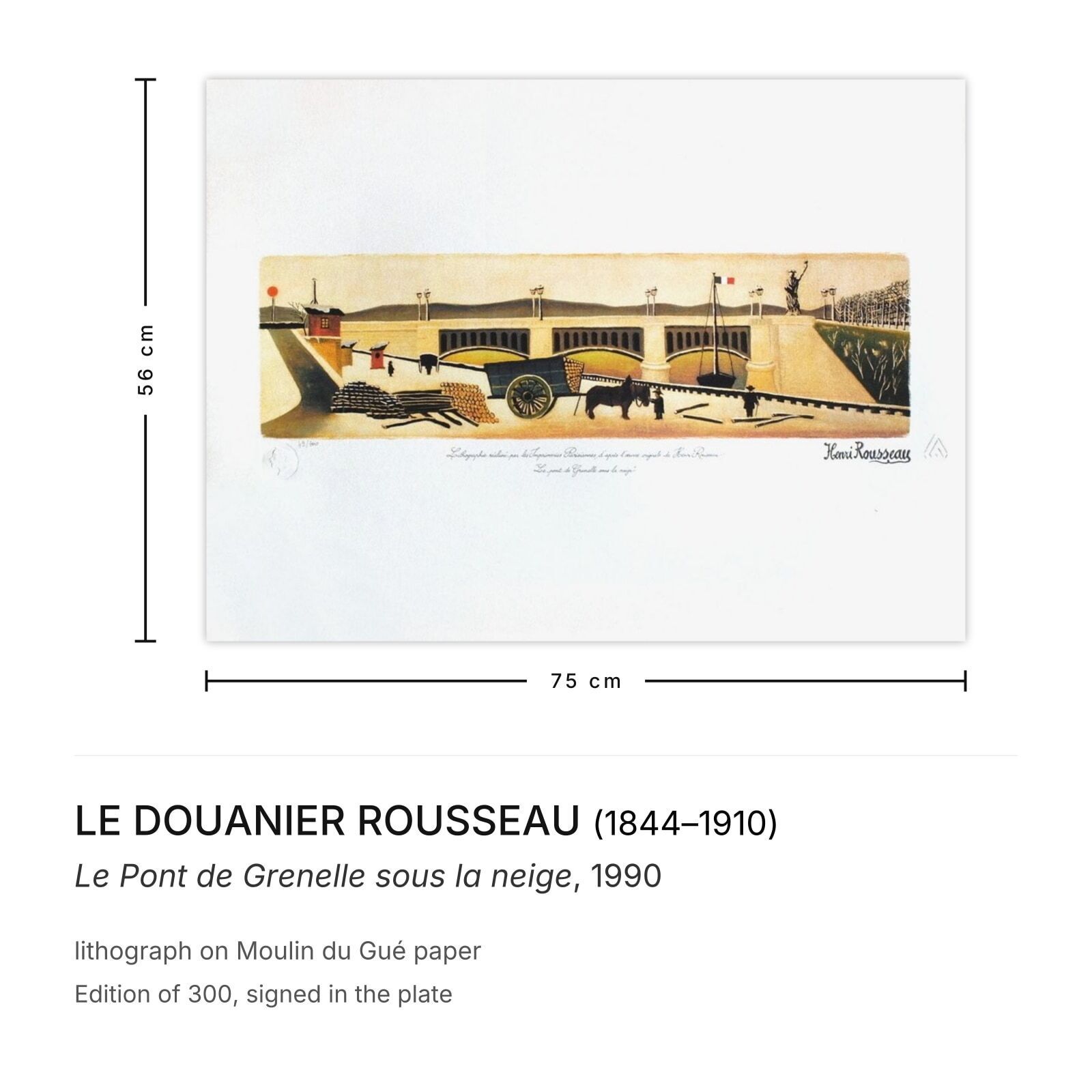 Le Douanier Rousseau Lithograph Le Pont De Grenelle Sous La Neige 1990 photo furniture