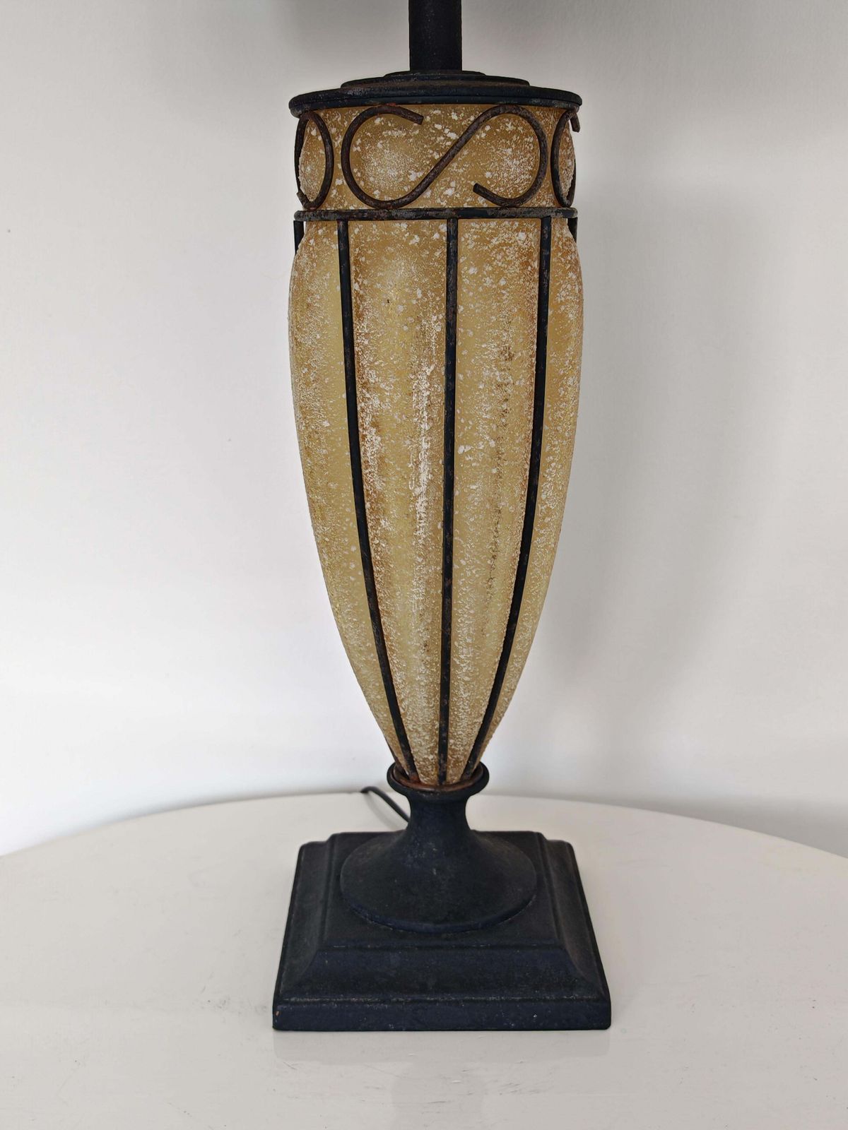 Large Textured Glass Table Lamp By Le Dauphine, France, 1970s photo for sale