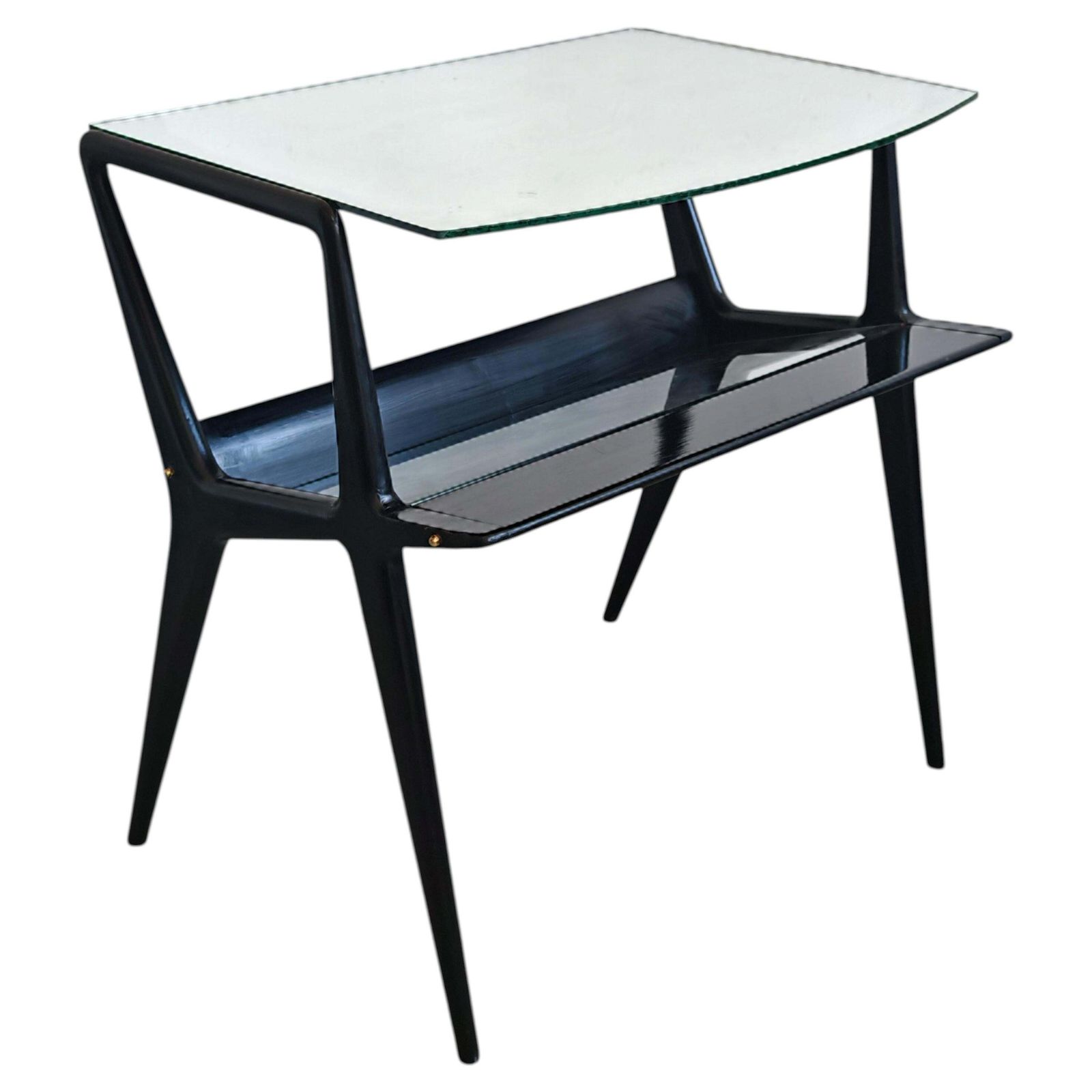 Mid-Century Modern bijzettafel met gespiegeld blad, toegeschreven aan Ico Parisi, Italië ca. jaren 1950