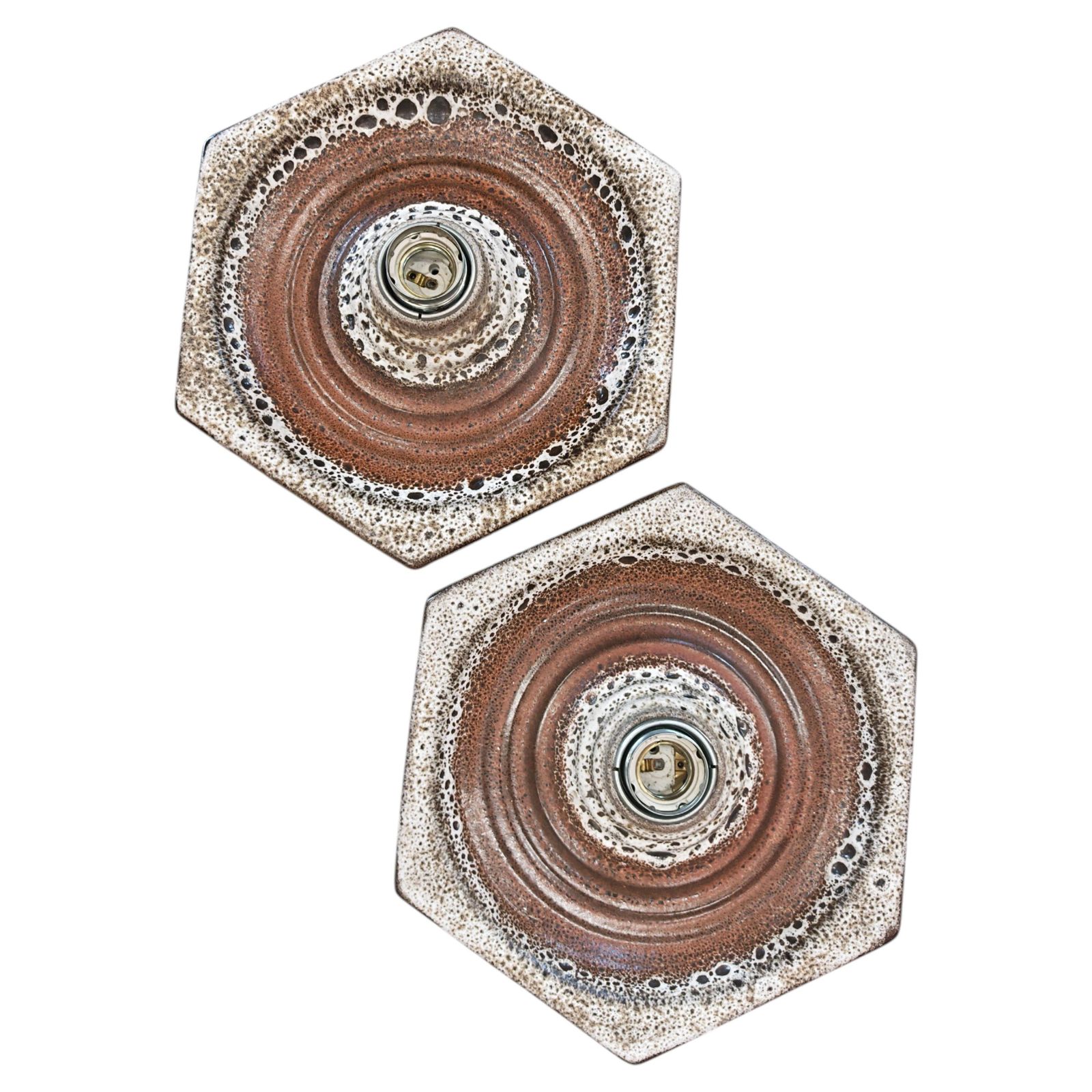 Paar Mid-Century Modern Hexagonale Fat Lava Wandlampen, West-Duitsland jaren 1970