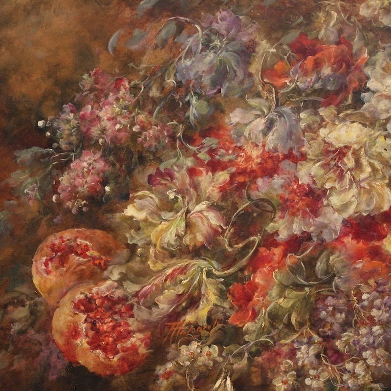 Italian Still Life Painting On Copper Signed Antonioli photo Art
