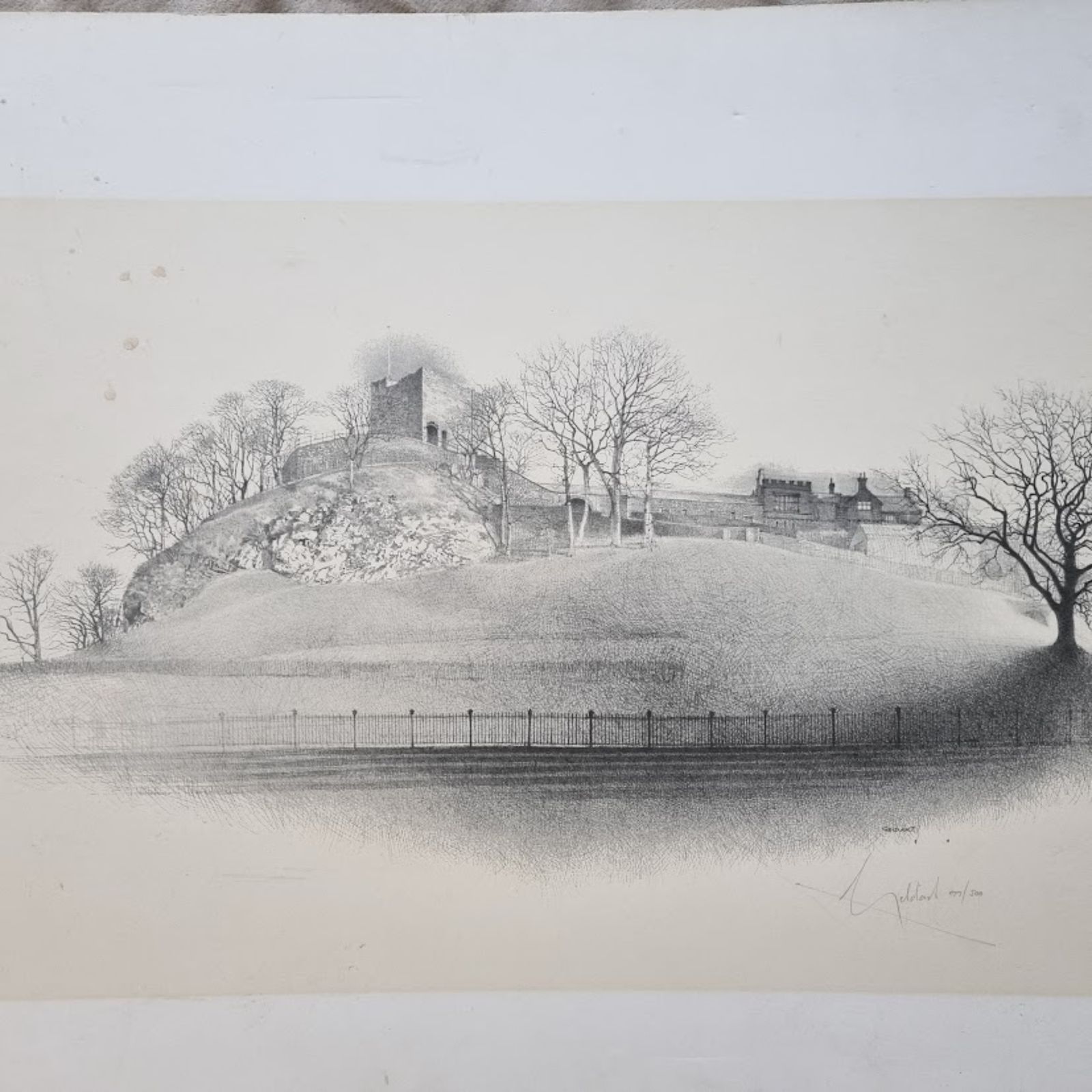 Groot gesigneerd William Geldart genummerd limited edition print van Criccieth Castle in Wales photo vinterior