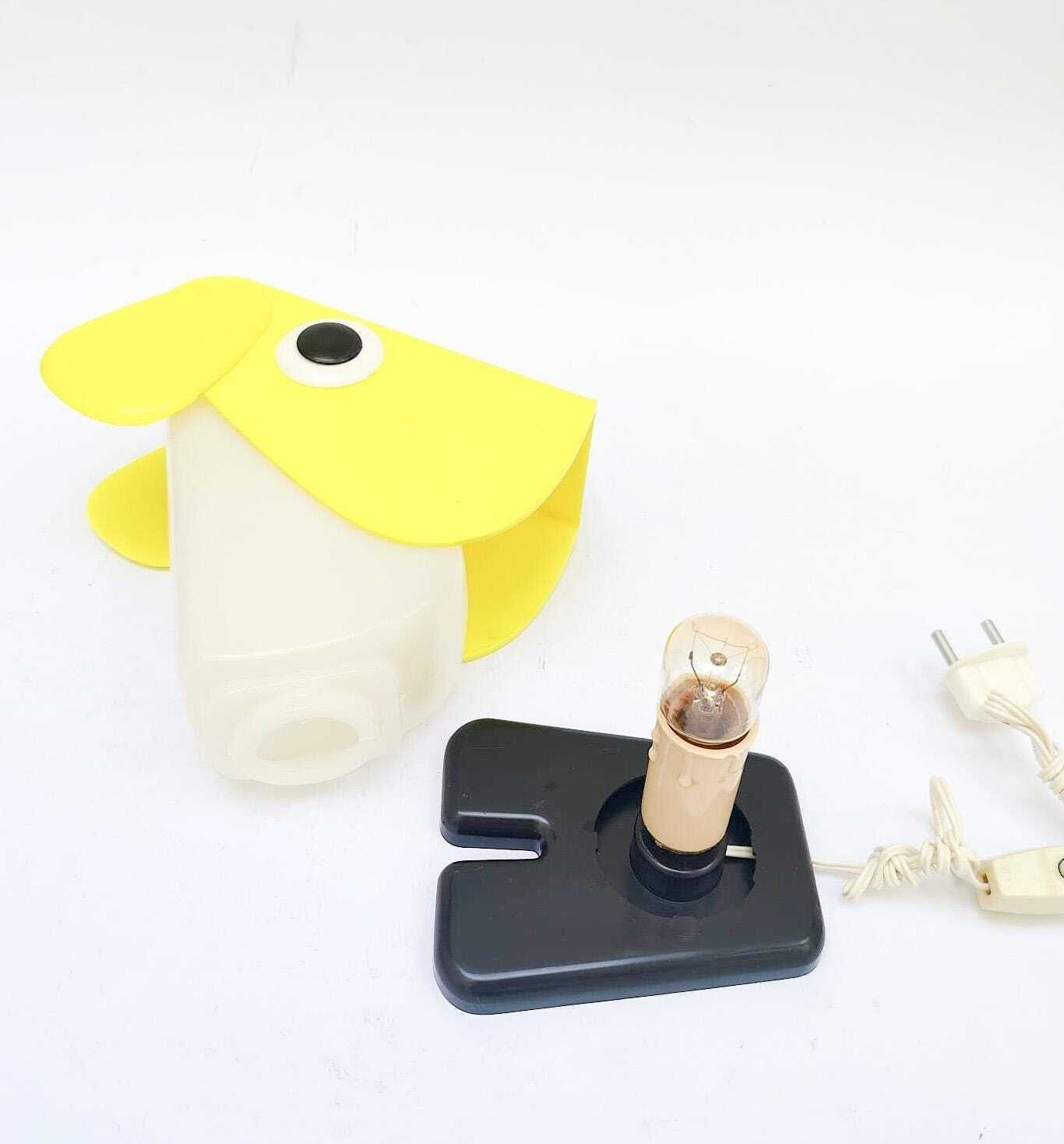 Lampe de table vintage Rufus Dog, par Fernando Cassetta pour Tacman, Space Age, années 1970, jaune photo vintage