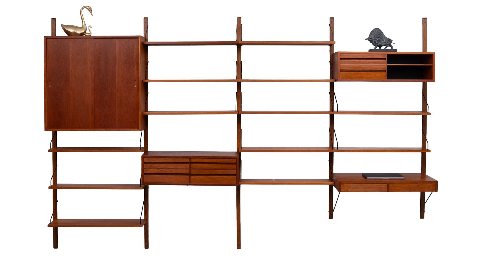Poul Cadovius Vintage 1960s Royal Teak Wall System With 4 Cabinets photo furniture