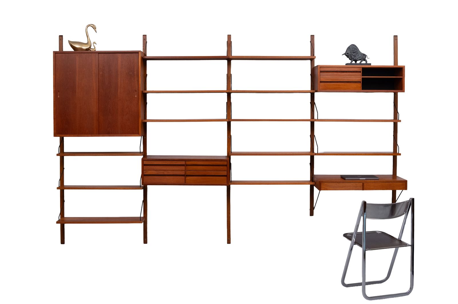 Poul Cadovius Vintage 1960s Royal Teak Wall System With 4 Cabinets photo for sale
