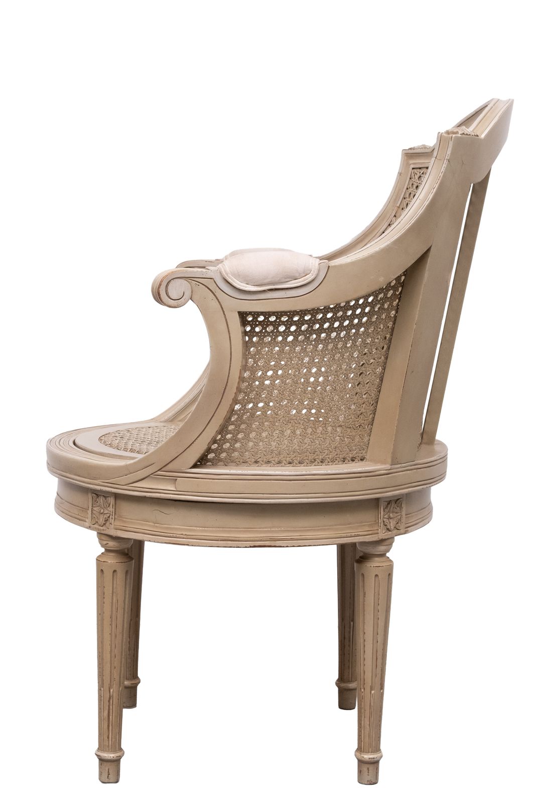 Louis XVI-stijl bureaustoel met rieten bekleding, draaibaar photo Meubels