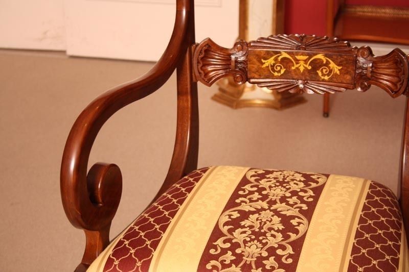 photo for sale Huge Bespoke Marquetry Dining Table 16 Chairs Extending Walnut