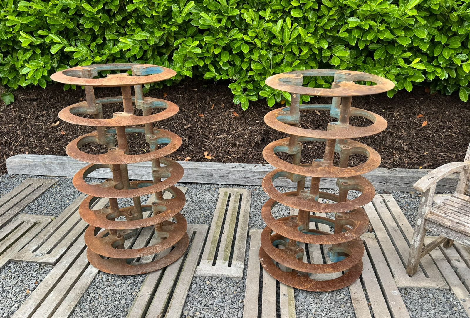 Pair Of Large Scale Reclaimed Cast Iron Garden Ornaments Planters Or Water Feature Elements photo 1585.0