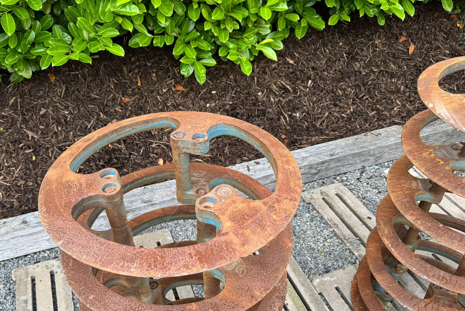 Pair Of Large Scale Reclaimed Cast Iron Garden Ornaments Planters Or Water Feature Elements photo vintage