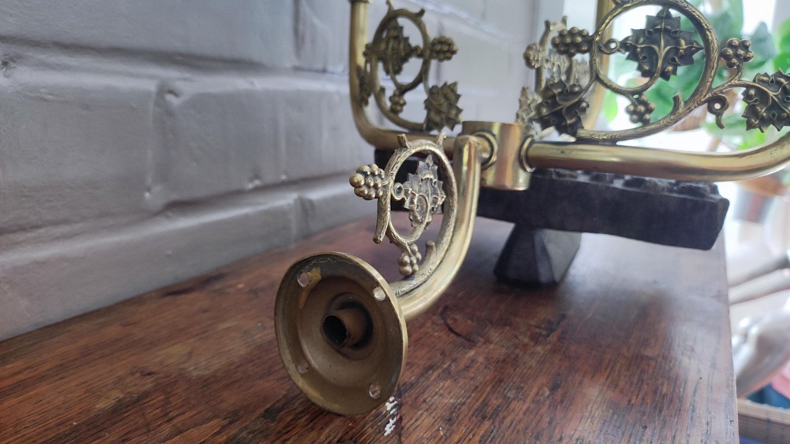 photo buy Paar Vintage Franse Messing Bloemvormige Wandkandelaars Voor Kaarsen Met 3 Armen